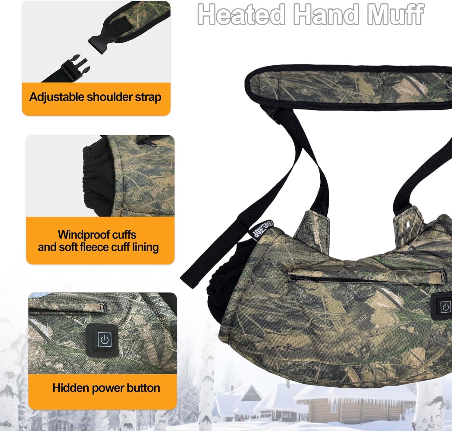 imageHeated Hand Muff Electric Heating Hand Warmer Pouch Suitable for Outdoor Hunting Sports Photography Golf Football in Cold Winter Keep Warmth Batteries no IncludingWaterweed Camouflage