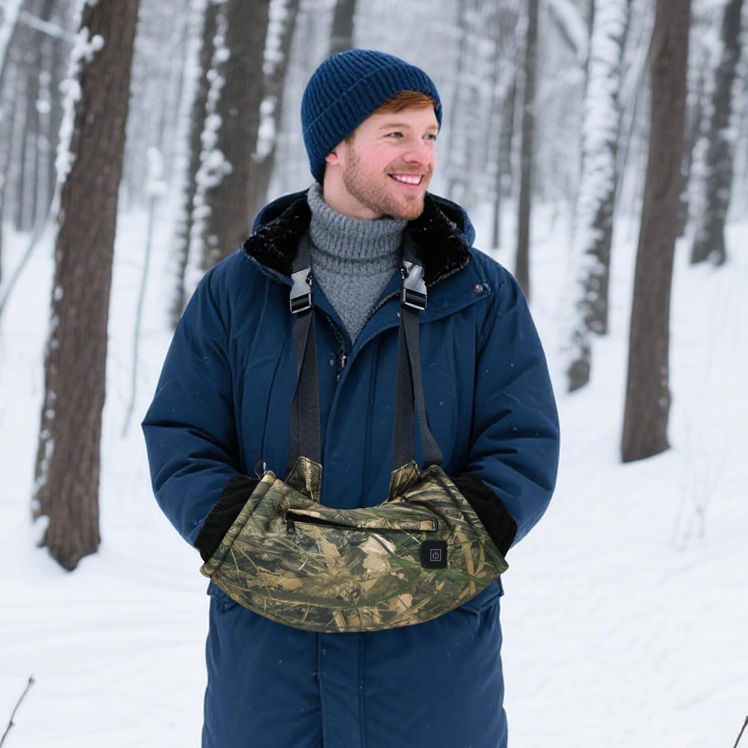 imageHeated Hand Muff Electric Heating Hand Warmer Pouch Suitable for Outdoor Hunting Sports Photography Golf Football in Cold Winter Keep Warmth Batteries no IncludingWaterweed Camouflage