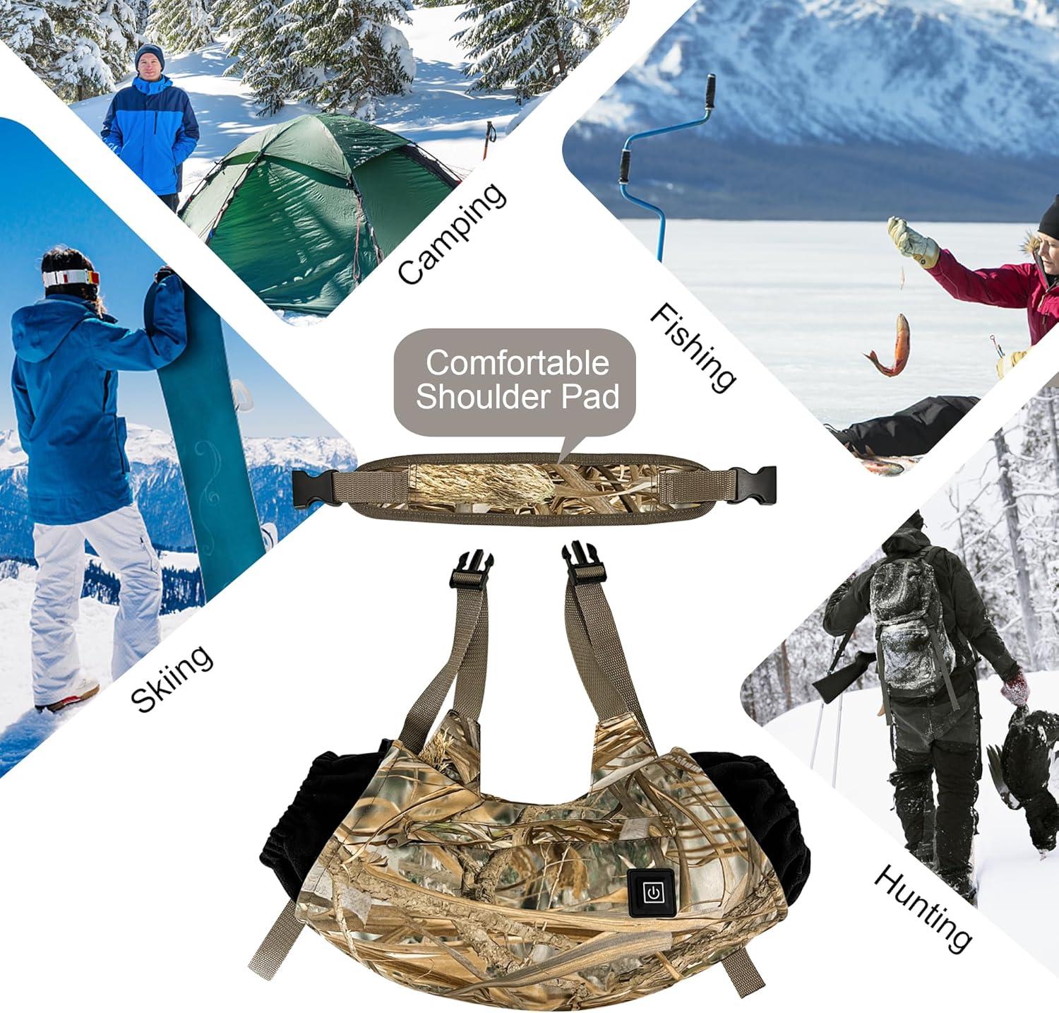 imageHeated Hand Muff Electric Heating Hand Warmer Pouch Suitable for Outdoor Hunting Sports Photography Golf Hike Football Snow Camping in Cold Winter Keep Warmth Battery Included