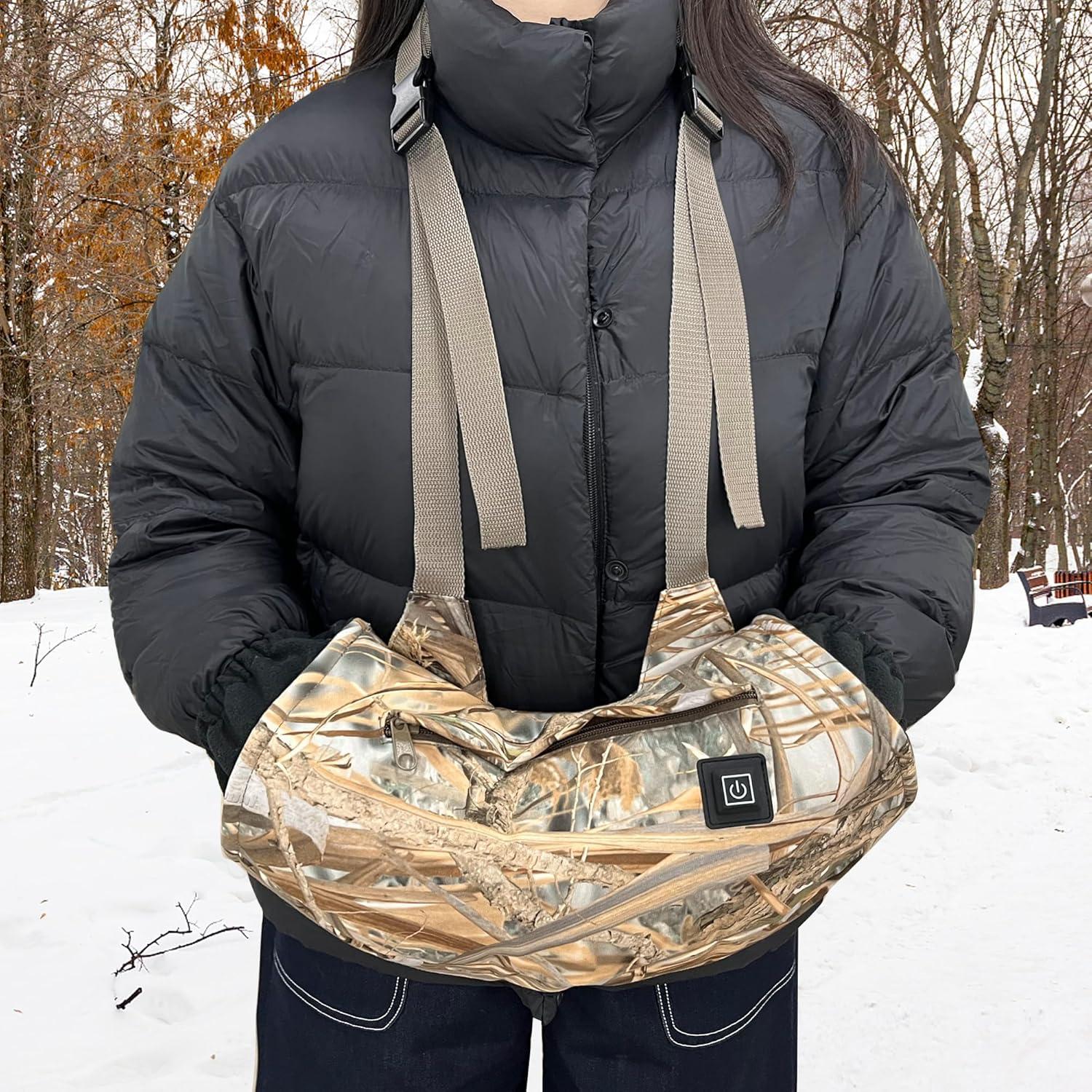 imageHeated Hand Muff Electric Heating Hand Warmer Pouch Suitable for Outdoor Hunting Sports Photography Golf Hike Football Snow Camping in Cold Winter Keep Warmth Battery Included