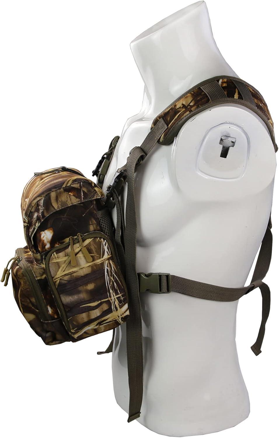 imageMDSTOP Binocular Harness Chest Pack Bino Case with Rangefinder Pouch Bino Harness Chest Pack for Hunting Binocular Harness for Bird Watching Hunting Hiking ShootingYellow Camo