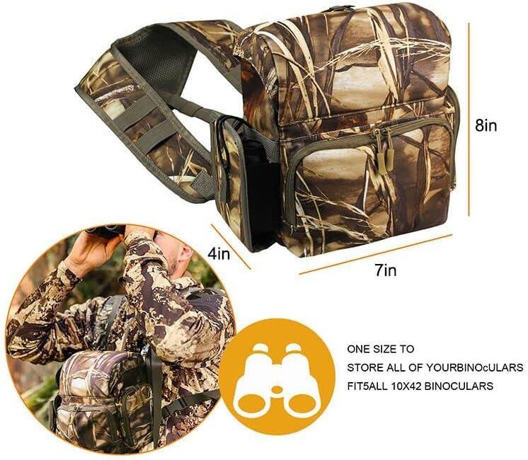 imageMDSTOP Binocular Harness Chest Pack Bino Case with Rangefinder Pouch Bino Harness Chest Pack for Hunting Binocular Harness for Bird Watching Hunting Hiking ShootingYellow Camo