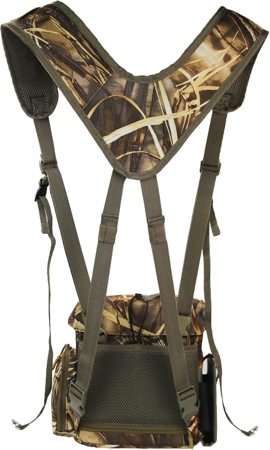 imageMDSTOP Binocular Harness Chest Pack Bino Case with Rangefinder Pouch Bino Harness Chest Pack for Hunting Binocular Harness for Bird Watching Hunting Hiking ShootingYellow Camo