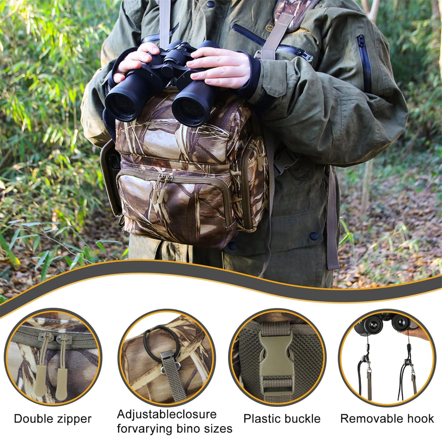 imageMDSTOP Binocular Harness Chest Pack Bino Case with Rangefinder Pouch Bino Harness Chest Pack for Hunting Binocular Harness for Bird Watching Hunting Hiking ShootingYellow Camo