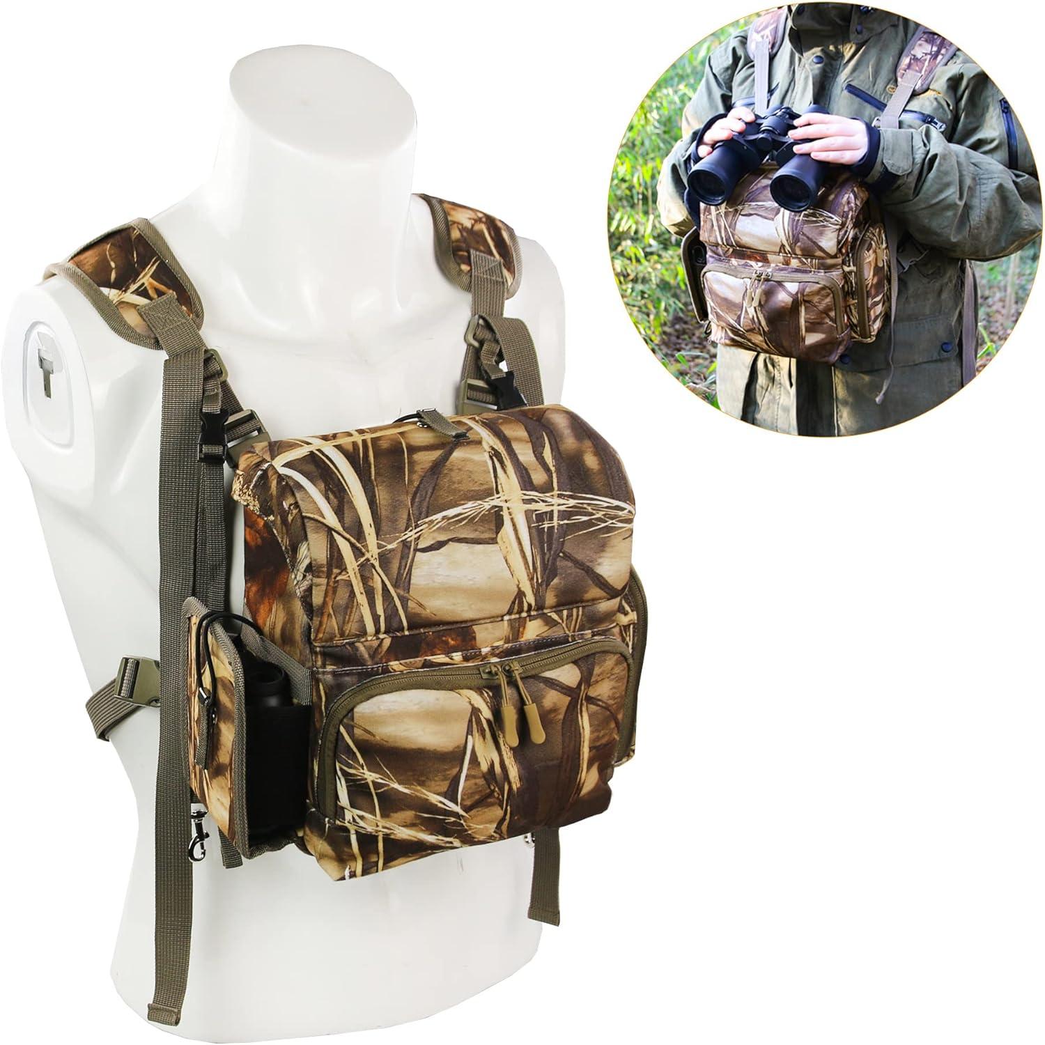 imageMDSTOP Binocular Harness Chest Pack Bino Case with Rangefinder Pouch Bino Harness Chest Pack for Hunting Binocular Harness for Bird Watching Hunting Hiking ShootingYellow Camo