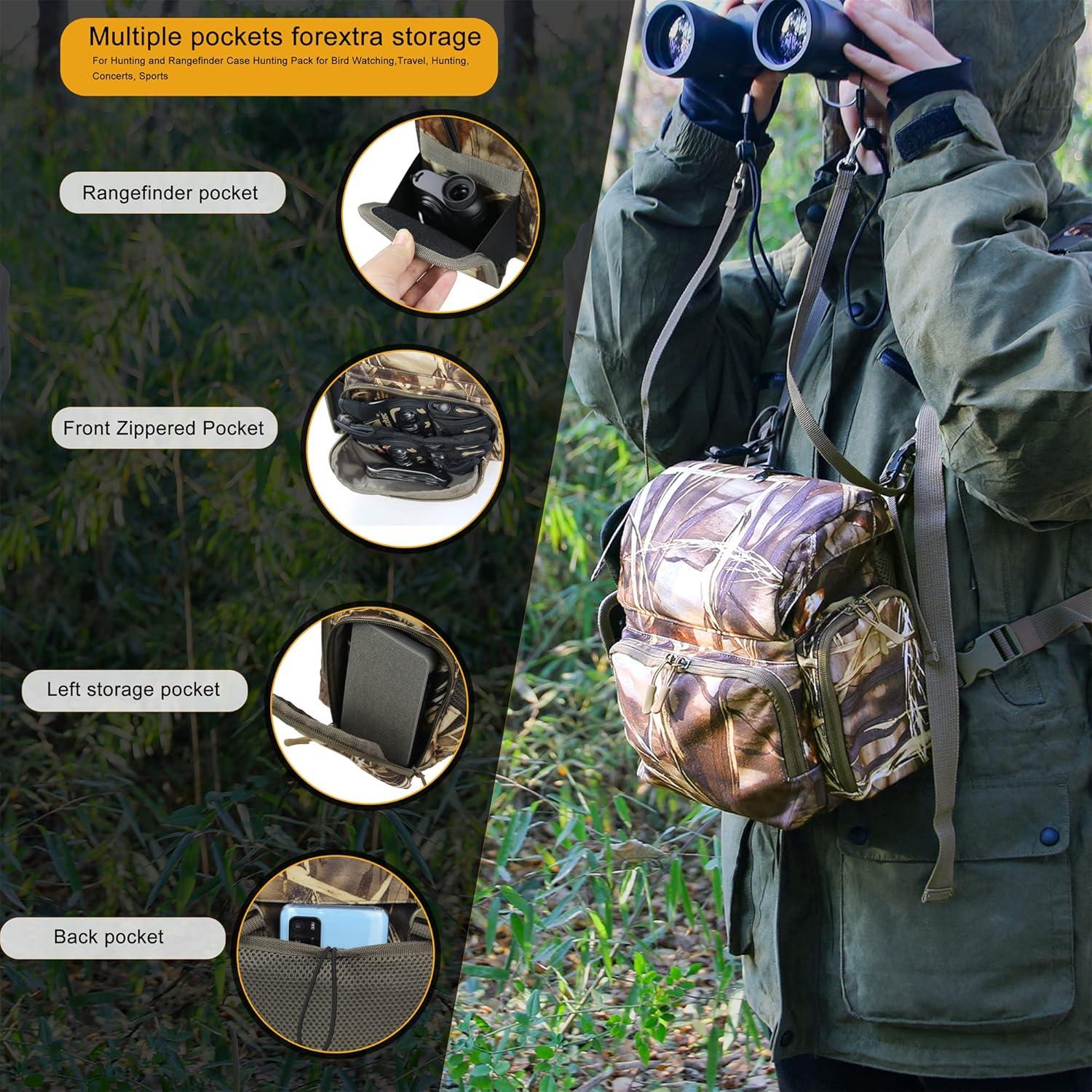 imageMDSTOP Binocular Harness Chest Pack Bino Case with Rangefinder Pouch Bino Harness Chest Pack for Hunting Binocular Harness for Bird Watching Hunting Hiking ShootingYellow Camo