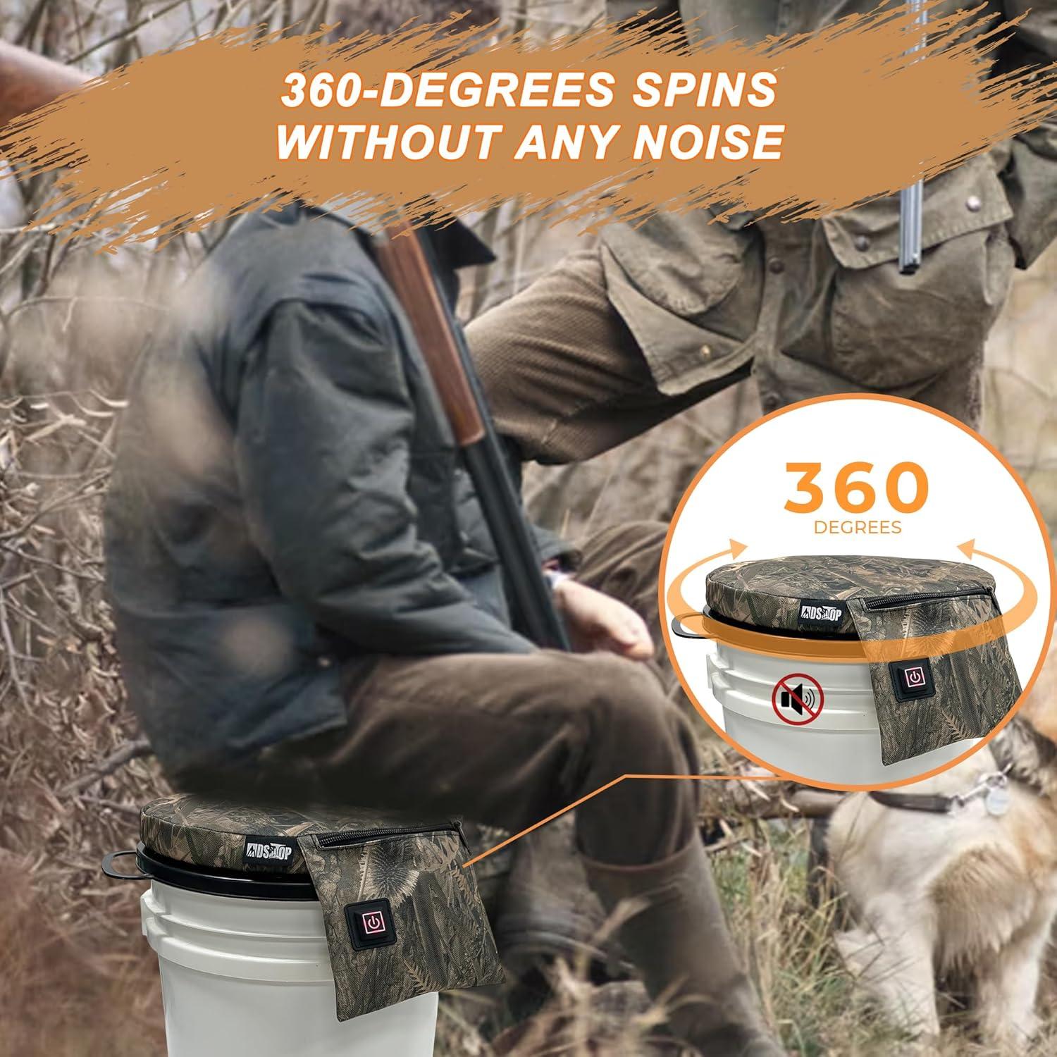 imageMDSTOP Heated 5 Gallon Bucket Seat 360Degree Swivel Bucket Seat Lid Waterproof Top Seat Foam Cushion for Dove Duck Hunting Ice Fishing Baseball Gardening CampingNo Power BankNo 3 Reed Camo
