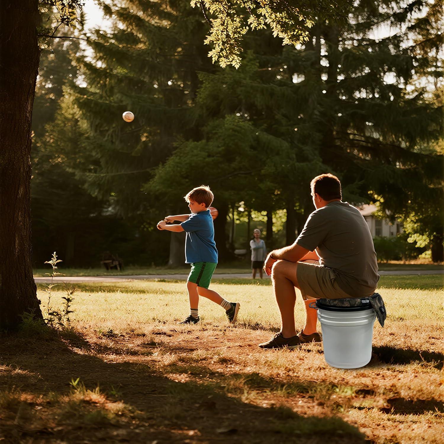 imageMDSTOP Heated 5 Gallon Bucket Seat 360Degree Swivel Bucket Seat Lid Waterproof Top Seat Foam Cushion for Dove Duck Hunting Ice Fishing Baseball Gardening CampingNo Power BankNo 3 Reed Camo