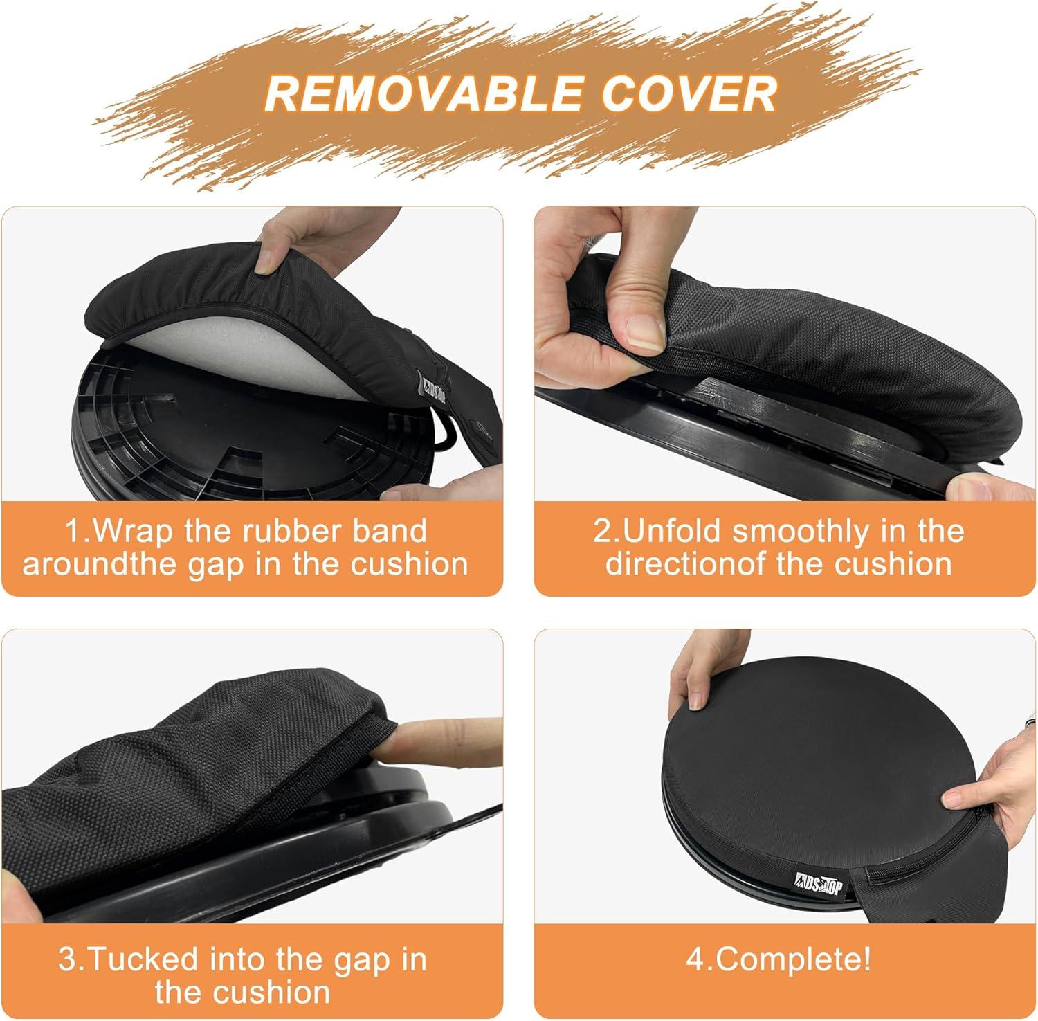 imageMDSTOP Heated 5 Gallon Bucket Seat 360Degree Swivel Bucket Seat Lid Waterproof Top Seat Foam Cushion for Dove Duck Hunting Ice Fishing Baseball Gardening CampingNo Power BankBlack