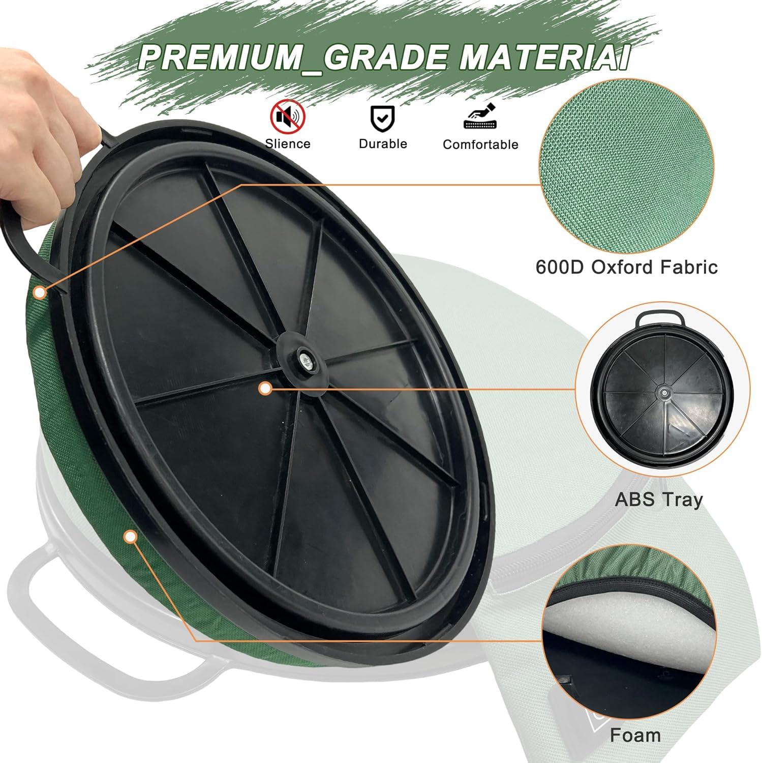 imageMDSTOP Heated 5 Gallon Bucket Seat 360Degree Swivel Bucket Seat Lid Waterproof Top Seat Foam Cushion for Dove Duck Hunting Ice Fishing Baseball Gardening CampingNo Power BankGreen