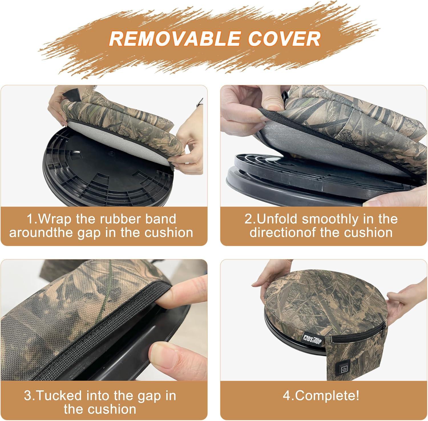 imageMDSTOP Heated 5 Gallon Bucket Seat 360Degree Swivel Bucket Seat Lid Waterproof Top Seat Foam Cushion for Dove Duck Hunting Ice Fishing Baseball Gardening CampingNo Power BankNo 3 Reed Camo