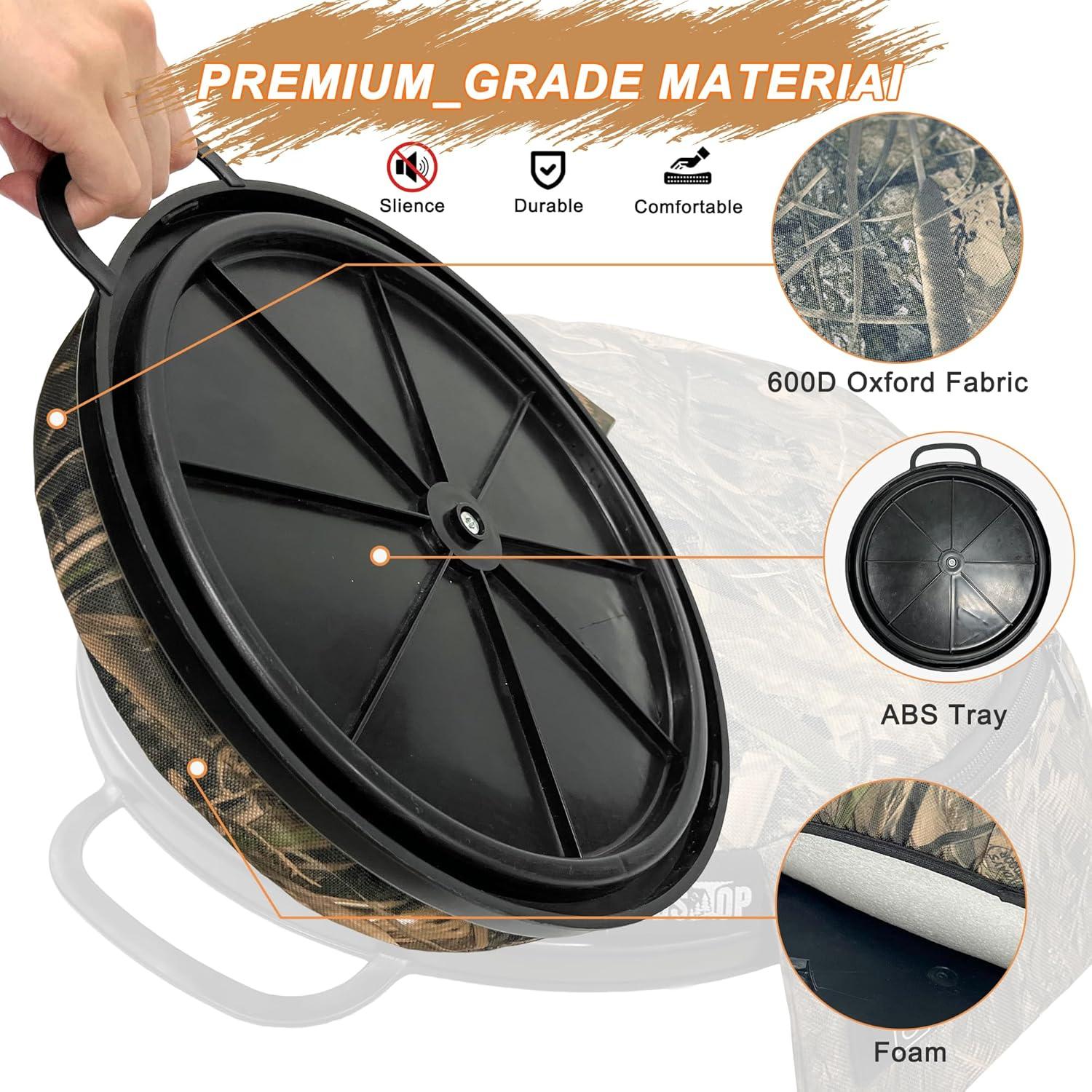 imageMDSTOP Heated 5 Gallon Bucket Seat 360Degree Swivel Bucket Seat Lid Waterproof Top Seat Foam Cushion for Dove Duck Hunting Ice Fishing Baseball Gardening CampingNo Power BankNo 3 Reed Camo