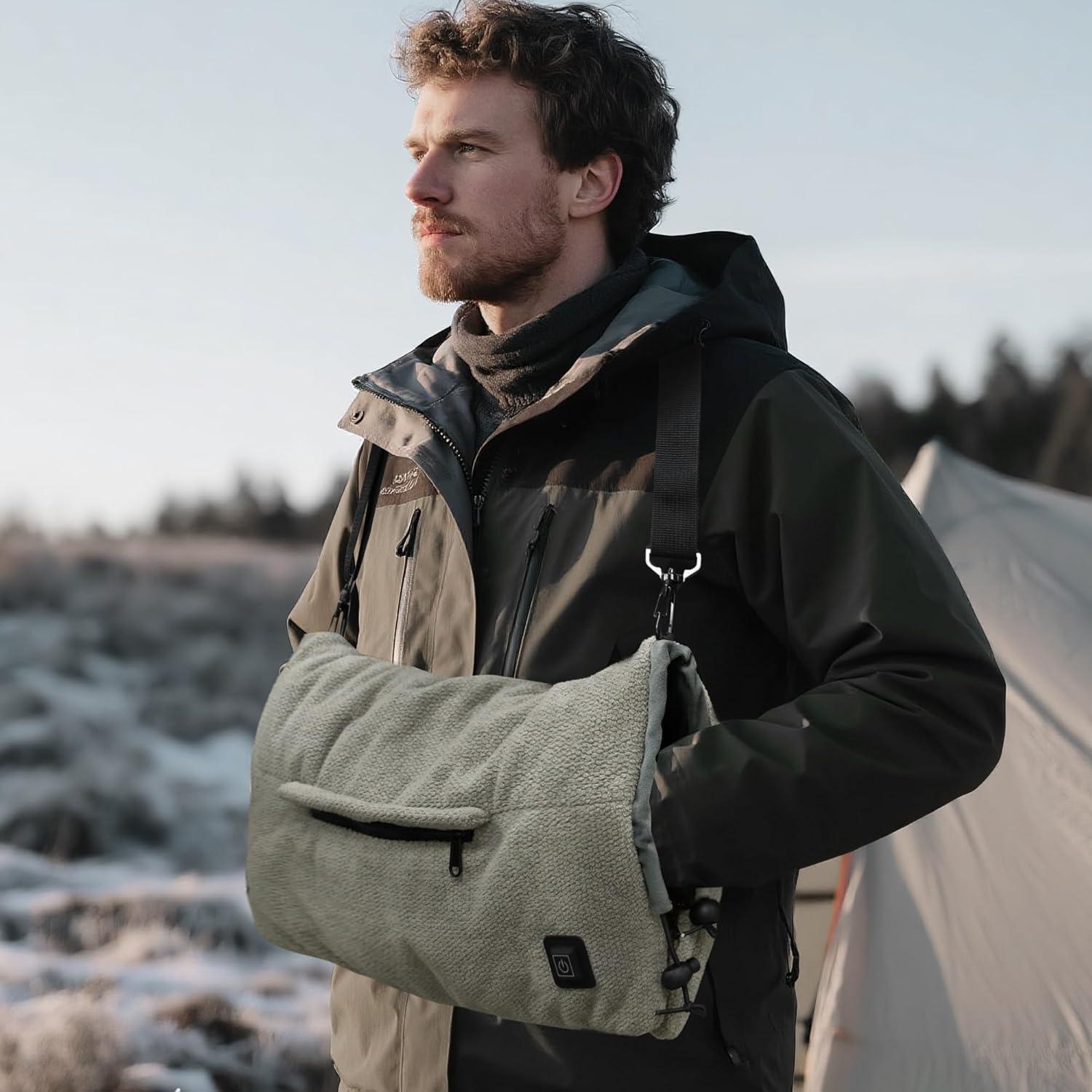 imageMDSTOP Heated Hand Warmer Pouch Hand Warmers Rechargeable Portable Electric Heated Hand Muff Heated Gloves for Women Men Kids HuntingFishingCampingGolf ampamp Xmas GiftsNoBatteryGrey