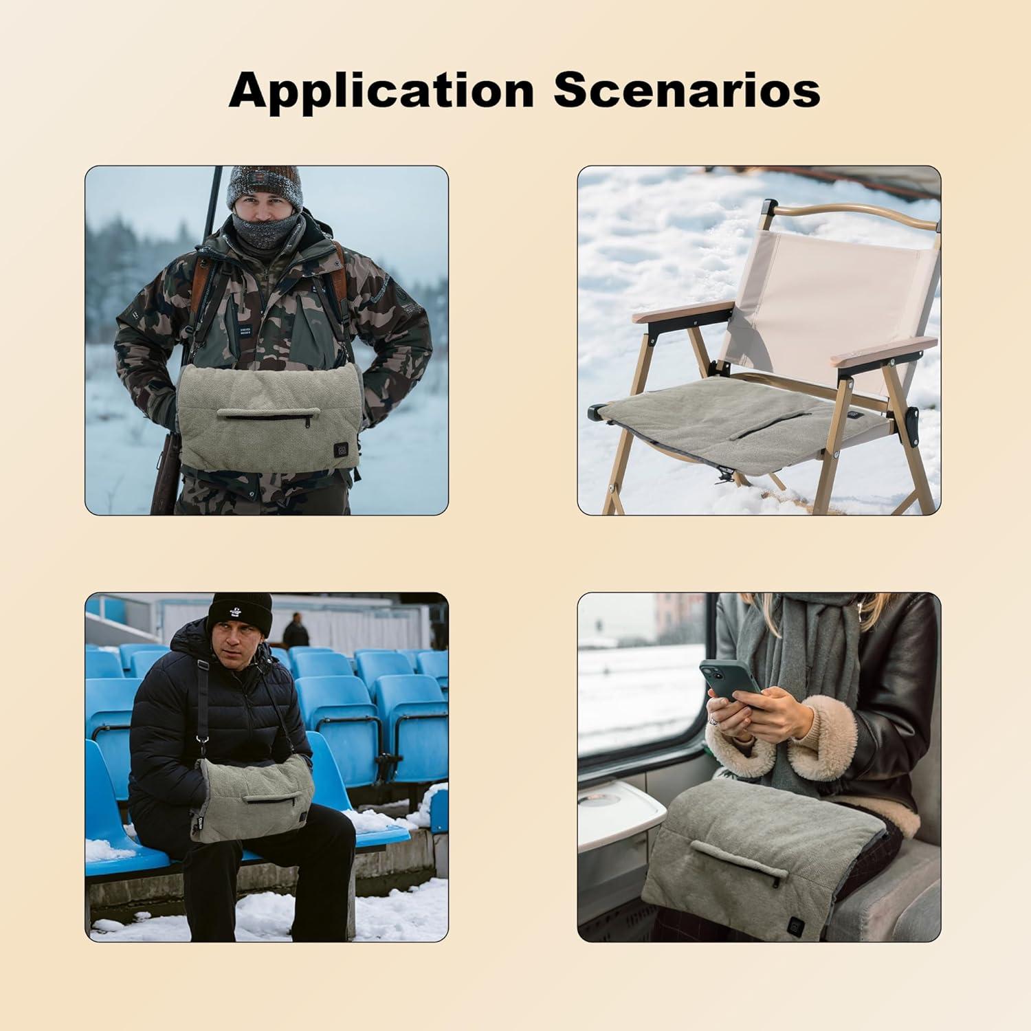 imageMDSTOP Heated Hand Warmer Pouch Hand Warmers Rechargeable Portable Electric Heated Hand Muff Heated Gloves for Women Men Kids HuntingFishingCampingGolf ampamp Xmas GiftsNoBatteryGrey