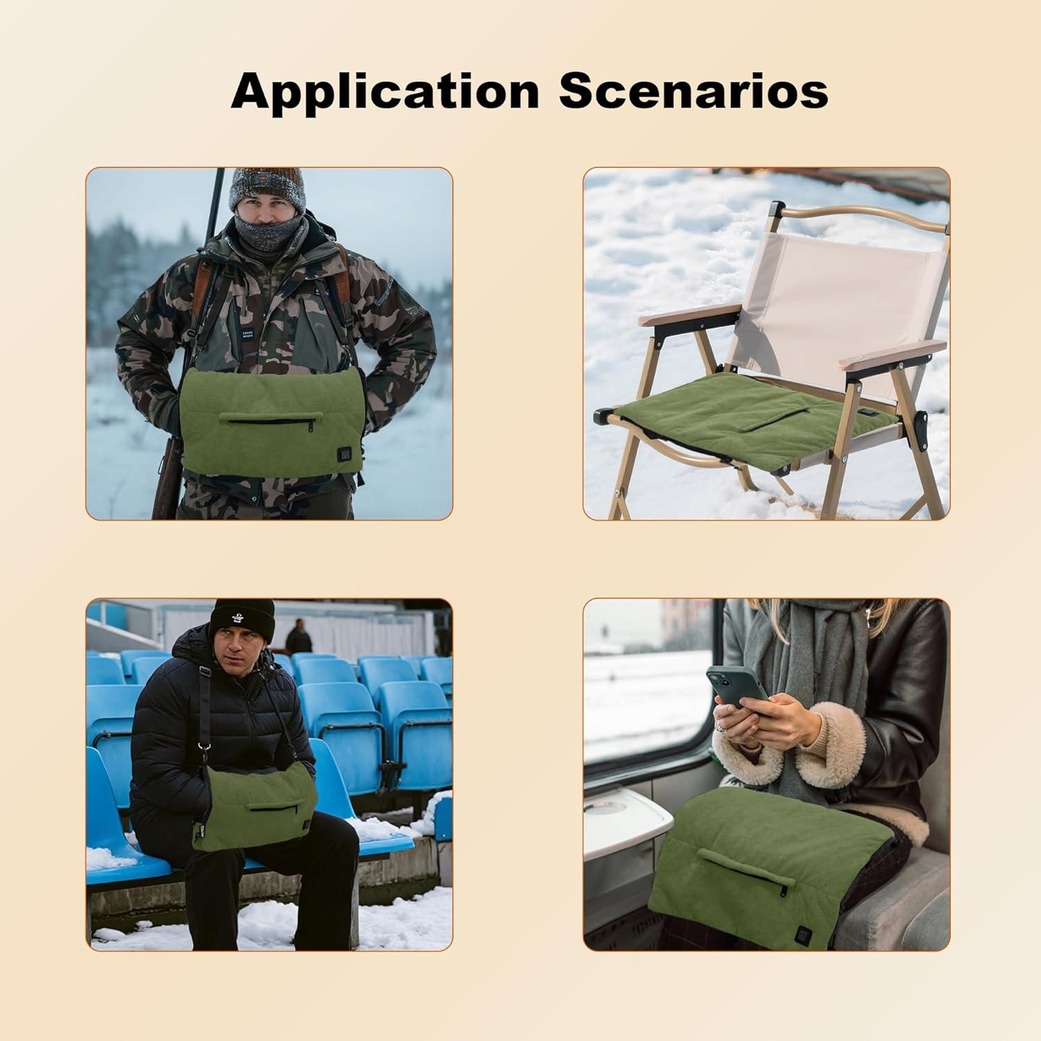imageMDSTOP Heated Hand Warmer Pouch Hand Warmers Rechargeable Portable Electric Heated Hand Muff Heated Gloves for Women Men Kids HuntingFishingCampingGolf ampamp Xmas GiftsNoBatteryGreen