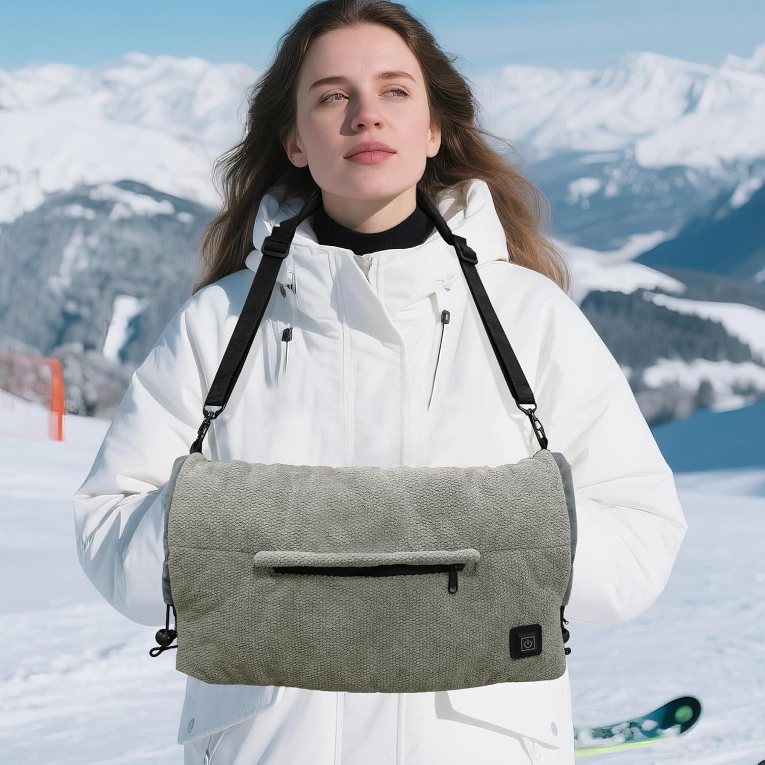 imageMDSTOP Heated Hand Warmer Pouch Hand Warmers Rechargeable Portable Electric Heated Hand Muff Heated Gloves for Women Men Kids HuntingFishingCampingGolf ampamp Xmas GiftsNoBatteryGrey