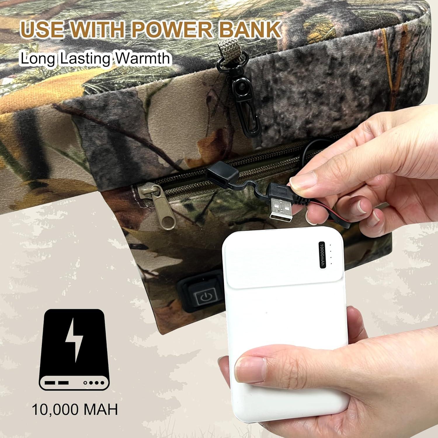 imageMDSTOP Heated Hunting Seat Cushion Waterproof Seat Pads for Tree Stand ampamp Ladder Stand for Hunting Ice Fishing Hiking Camping Battery IncludedCamo