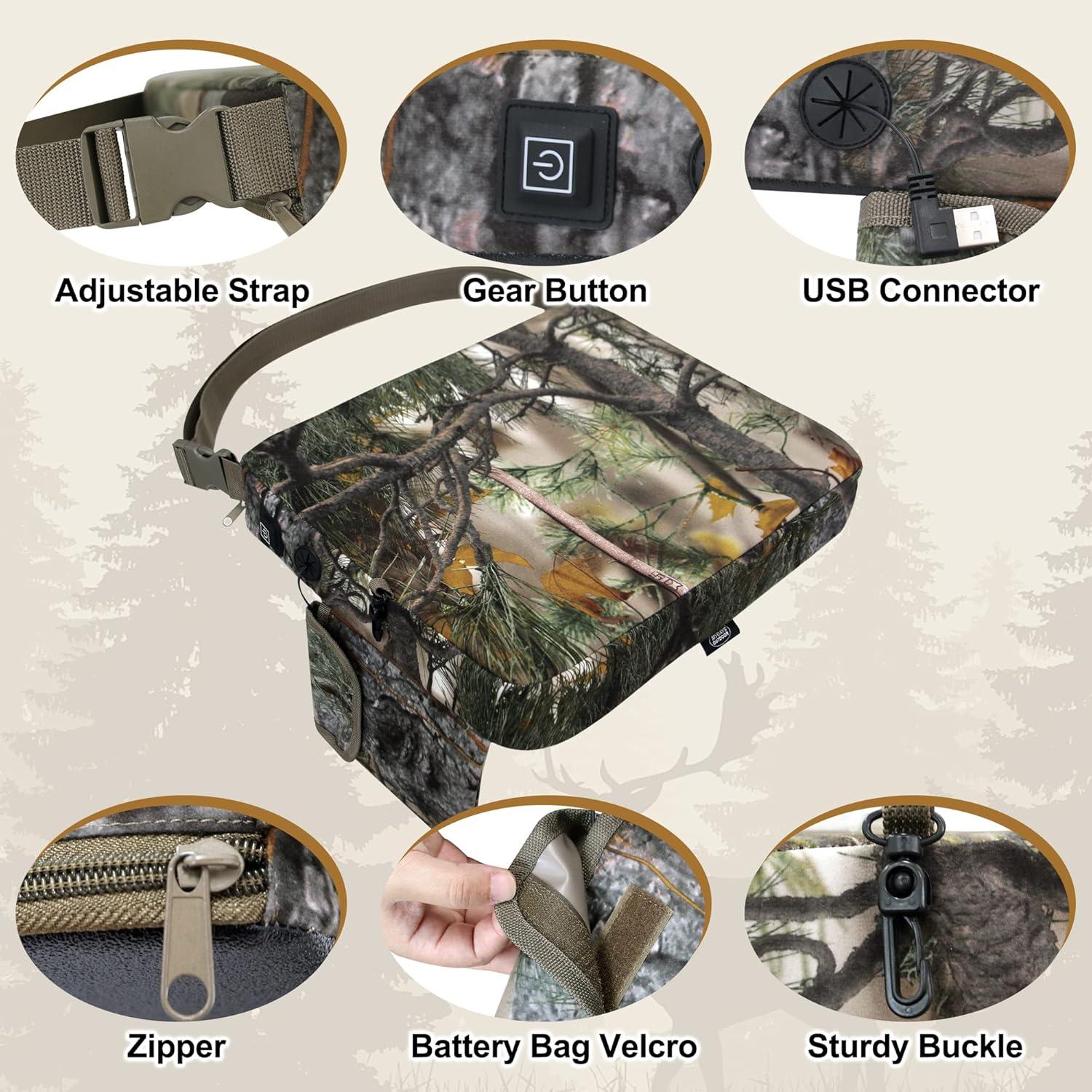 imageMDSTOP Heated Hunting Seat Cushion Waterproof Seat Pads for Tree Stand ampamp Ladder Stand for Hunting Ice FishingHiking CampingBattery not IncludedCamo