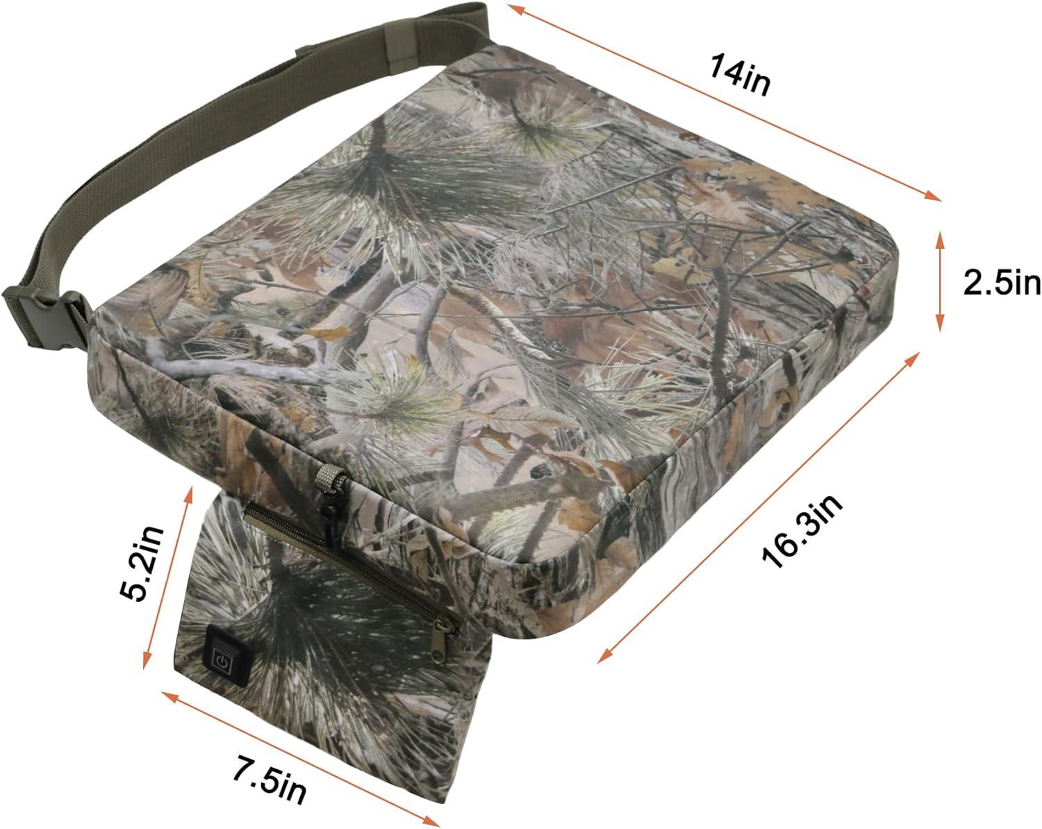 imageMDSTOP Heated Hunting Seat Cushion Waterproof Seat Pads for Tree Stand ampamp Ladder Stand for Hunting Ice FishingHiking CampingBattery not IncludedPine Needle Camo