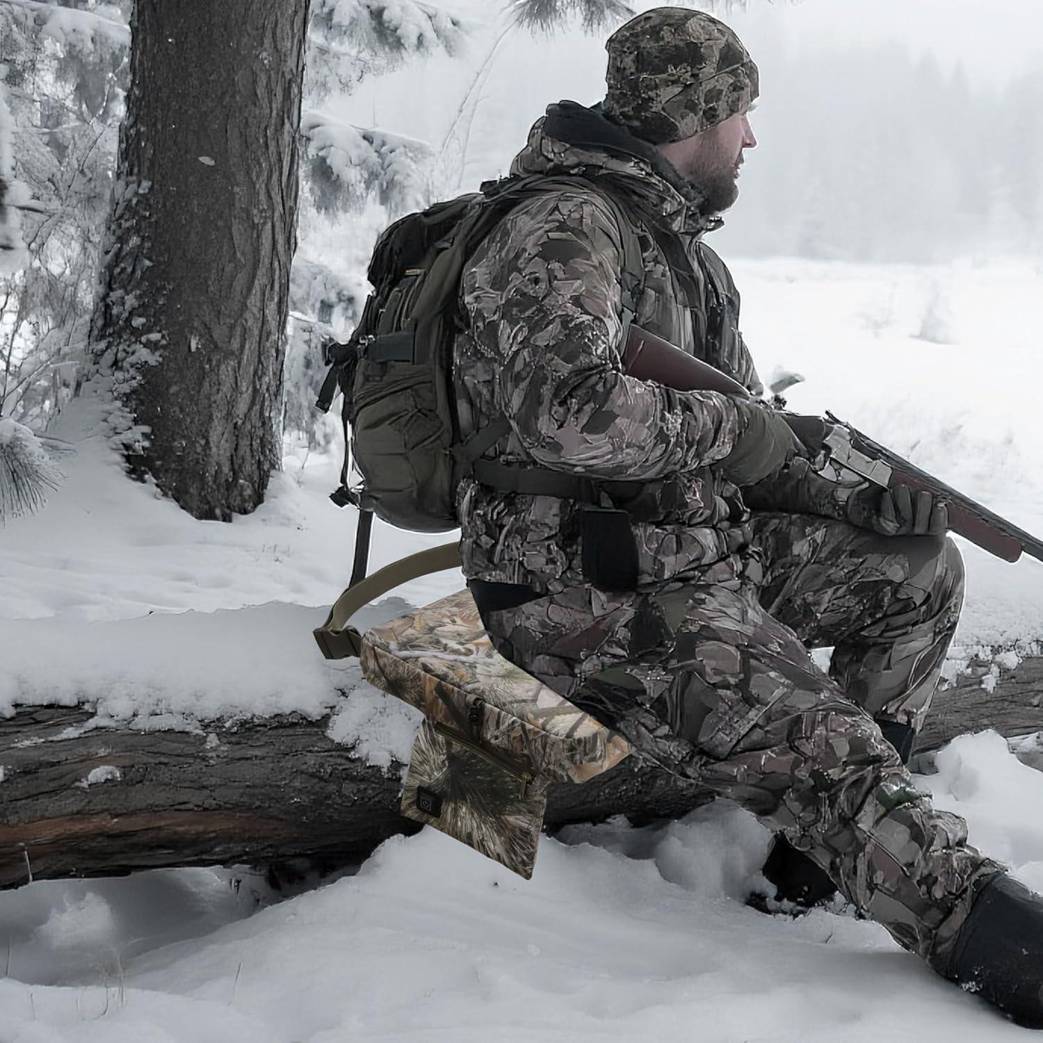 imageMDSTOP Heated Hunting Seat Cushion Waterproof Seat Pads for Tree Stand ampamp Ladder Stand for Hunting Ice FishingHiking CampingBattery not IncludedPine Needle Camo