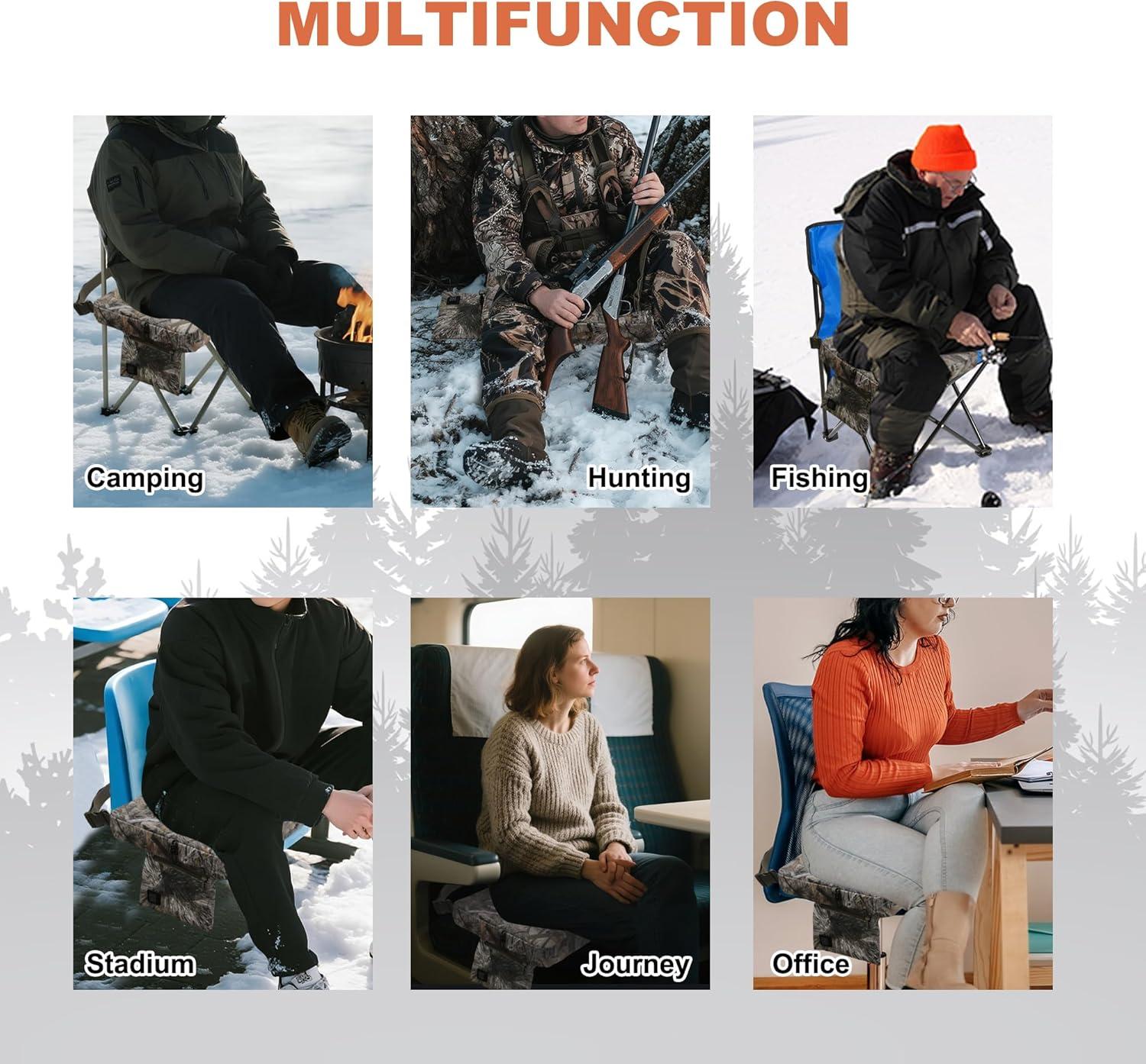 imageMDSTOP Heated Hunting Seat Cushion Waterproof Seat Pads for Tree Stand ampamp Ladder Stand for Hunting Ice FishingHiking CampingBattery not IncludedPine Needle Camo