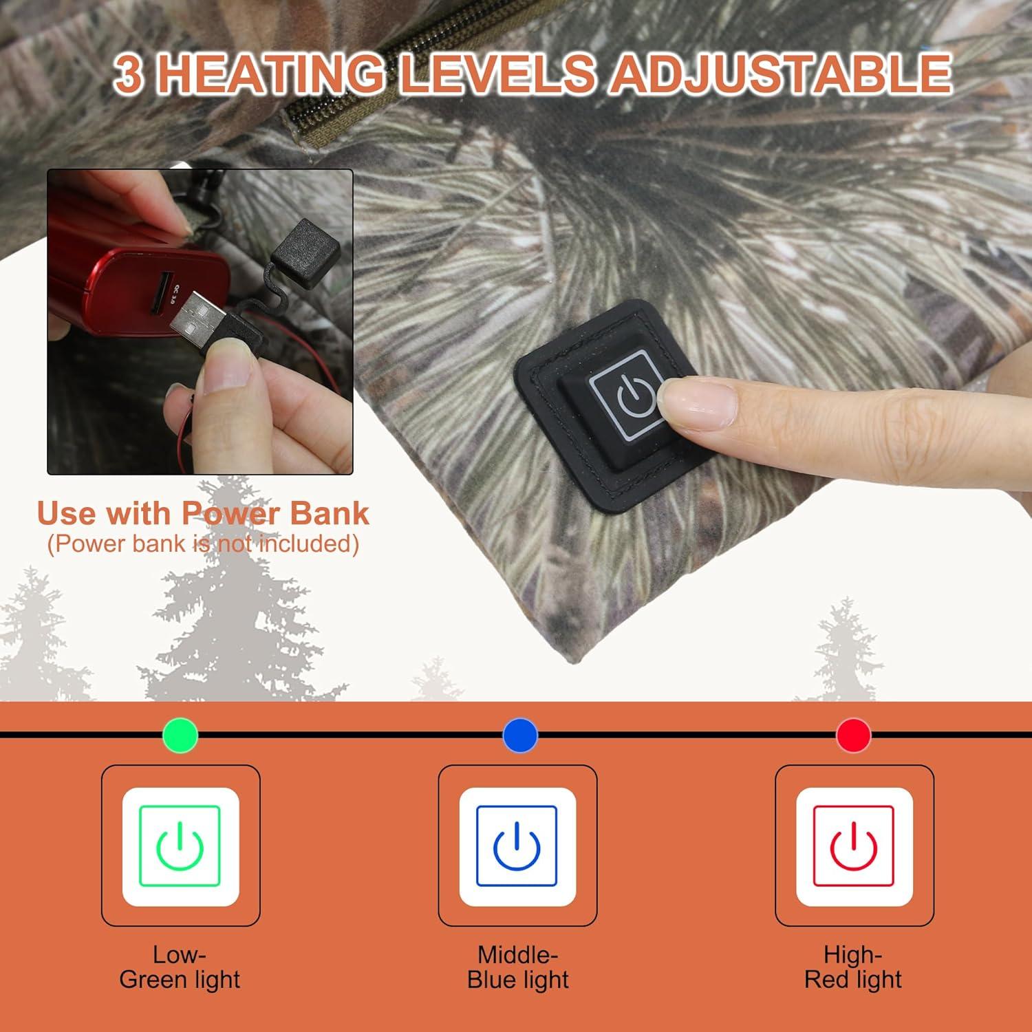 imageMDSTOP Heated Hunting Seat Cushion Waterproof Seat Pads for Tree Stand ampamp Ladder Stand for Hunting Ice FishingHiking CampingBattery not IncludedPine Needle Camo