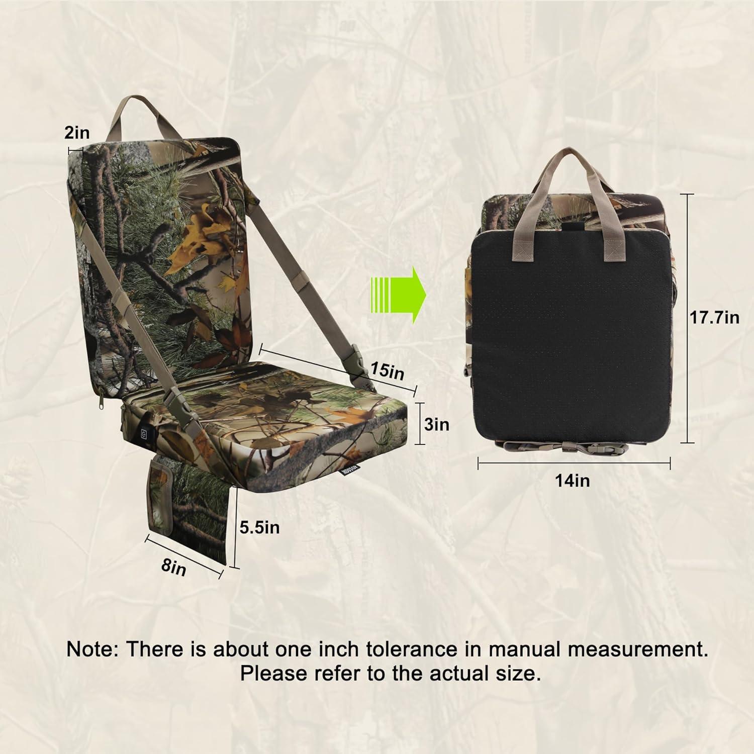 imageMDSTOP Heated Hunting Seat Cushion with Backrest Adjustable Hunting Seat for Tree Stand ampamp Ladder Stand Portable Seat Pads for HuntingIce FishingHikingCamping Battery not Included CamouflageCamouflage