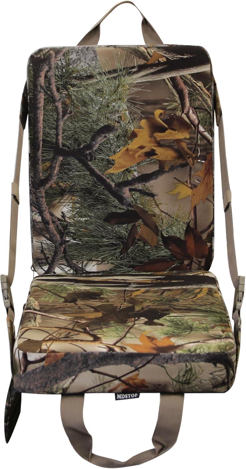 imageMDSTOP Heated Hunting Seat Cushion with Backrest Adjustable Hunting Seat for Tree Stand ampamp Ladder Stand Portable Seat Pads for HuntingIce FishingHikingCamping Battery not Included CamouflageCamouflage