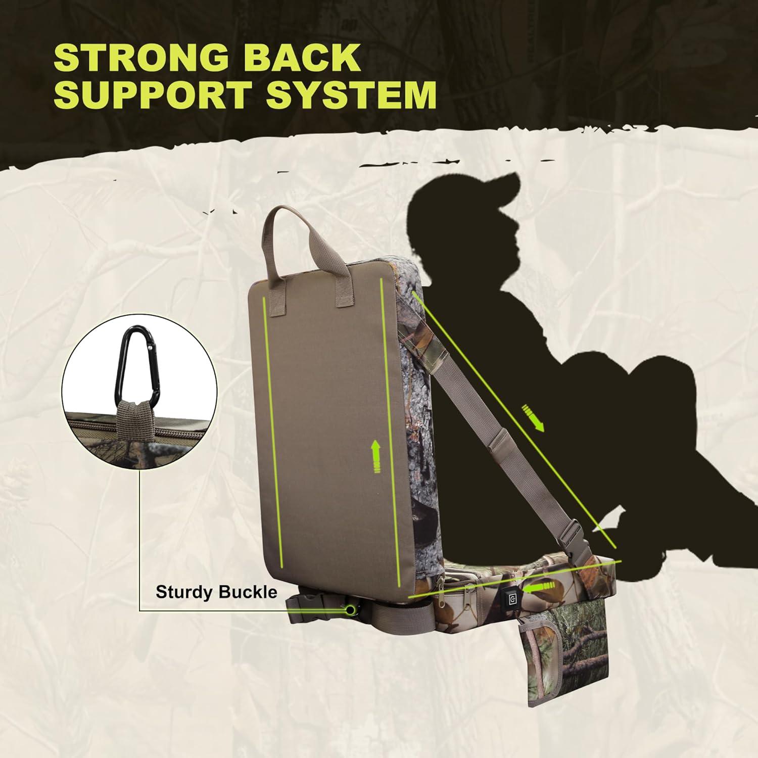 imageMDSTOP Heated Hunting Seat Cushion with Backrest Adjustable Hunting Seat for Tree Stand ampamp Ladder Stand Portable Seat Pads for HuntingIce FishingHikingCamping Battery not Included CamouflageCamouflage