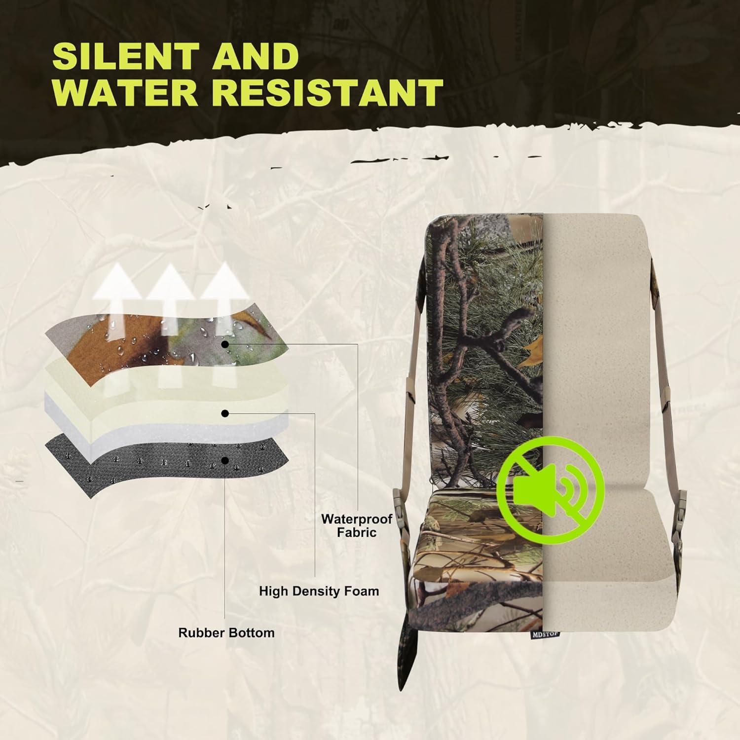 imageMDSTOP Heated Hunting Seat Cushion with Backrest Adjustable Hunting Seat for Tree Stand ampamp Ladder Stand Portable Seat Pads for HuntingIce FishingHikingCamping Battery not Included CamouflageCamouflage