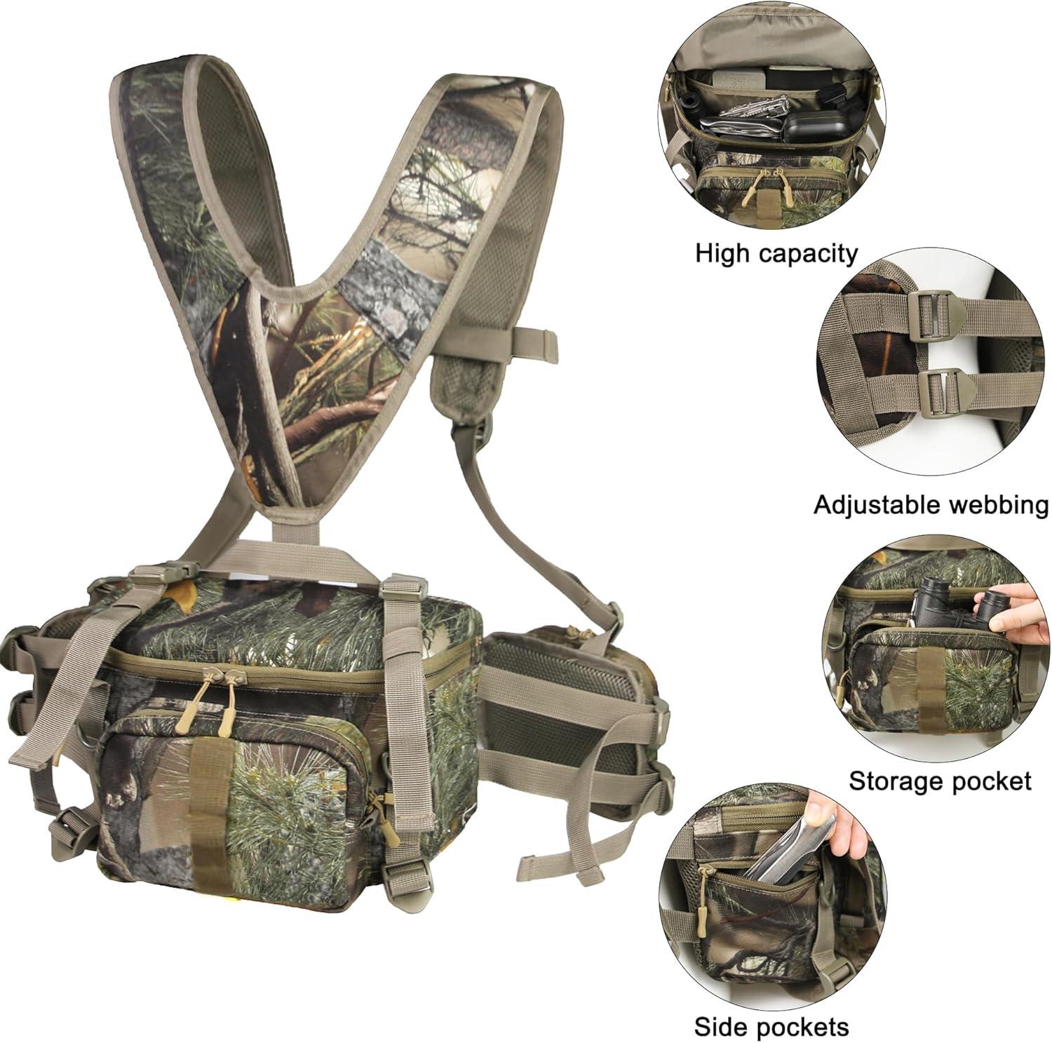 imageMDSTOP Hunting Fanny Pack WaistPack Style Hunting Pack Camo Hunting Fanny Waist Pack with Shoulder Straps and Harness Pouch Available in Backpack and Lumbar Pack Styles