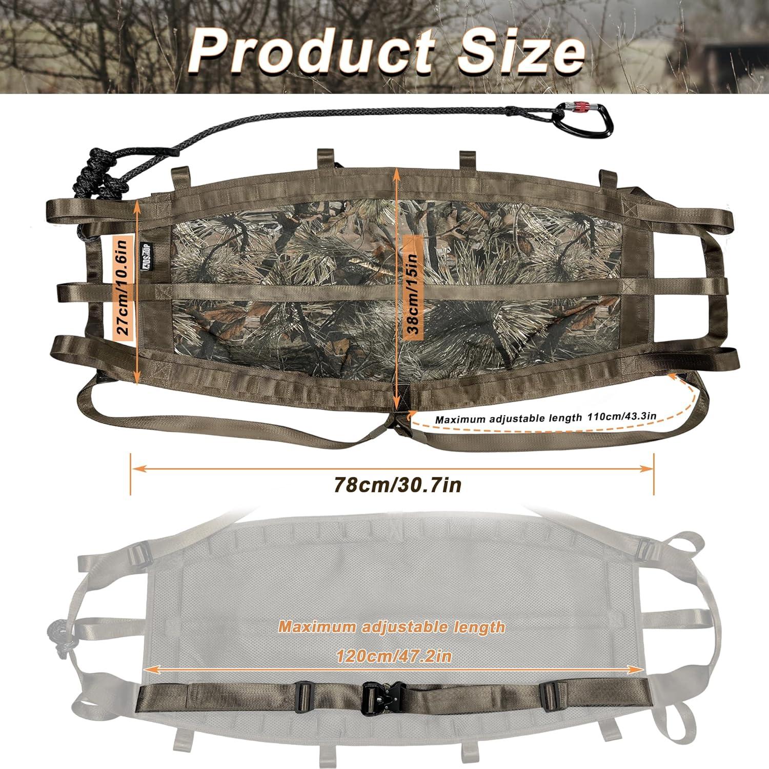 imageMDSTOP Hunting Saddle Comfortable Hammock Tree Saddle Adjustable Tree Climbing Saddle Lightweight Padded Seat Includes Saddle Bridge Tree Stand AccessoriesCamo