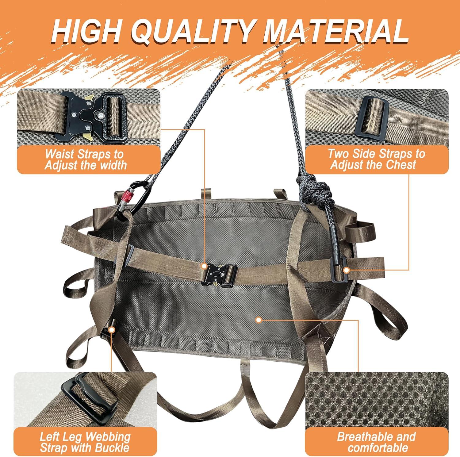 imageMDSTOP Hunting Saddle Comfortable Hammock Tree Saddle Adjustable Tree Climbing Saddle Lightweight Padded Seat Includes Saddle Bridge Tree Stand AccessoriesCamo