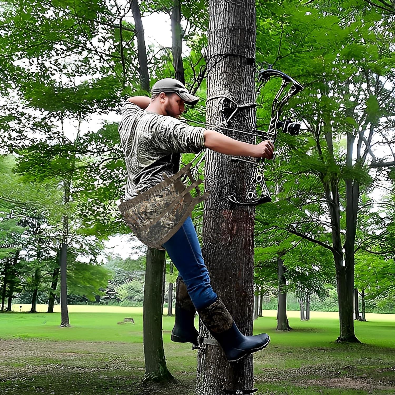 imageMDSTOP Hunting Saddle Comfortable Hammock Tree Saddle Adjustable Tree Climbing Saddle Lightweight Padded Seat Includes Saddle Bridge Tree Stand AccessoriesCamo