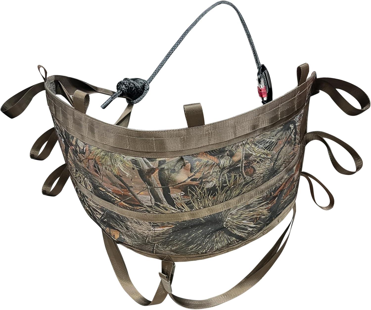 imageMDSTOP Hunting Saddle Comfortable Hammock Tree Saddle Adjustable Tree Climbing Saddle Lightweight Padded Seat Includes Saddle Bridge Tree Stand AccessoriesCamo