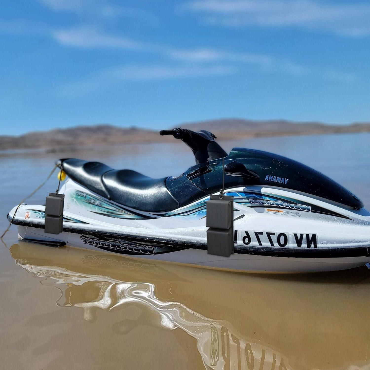 imageMDSTOP PWC Fender Bumper Boat Fenders Bumpers with 2 Elastic Cords 2 Boat Dock Rope for Jet Ski Dock Fenders Boat Bumpers 14x6x32inchBlack