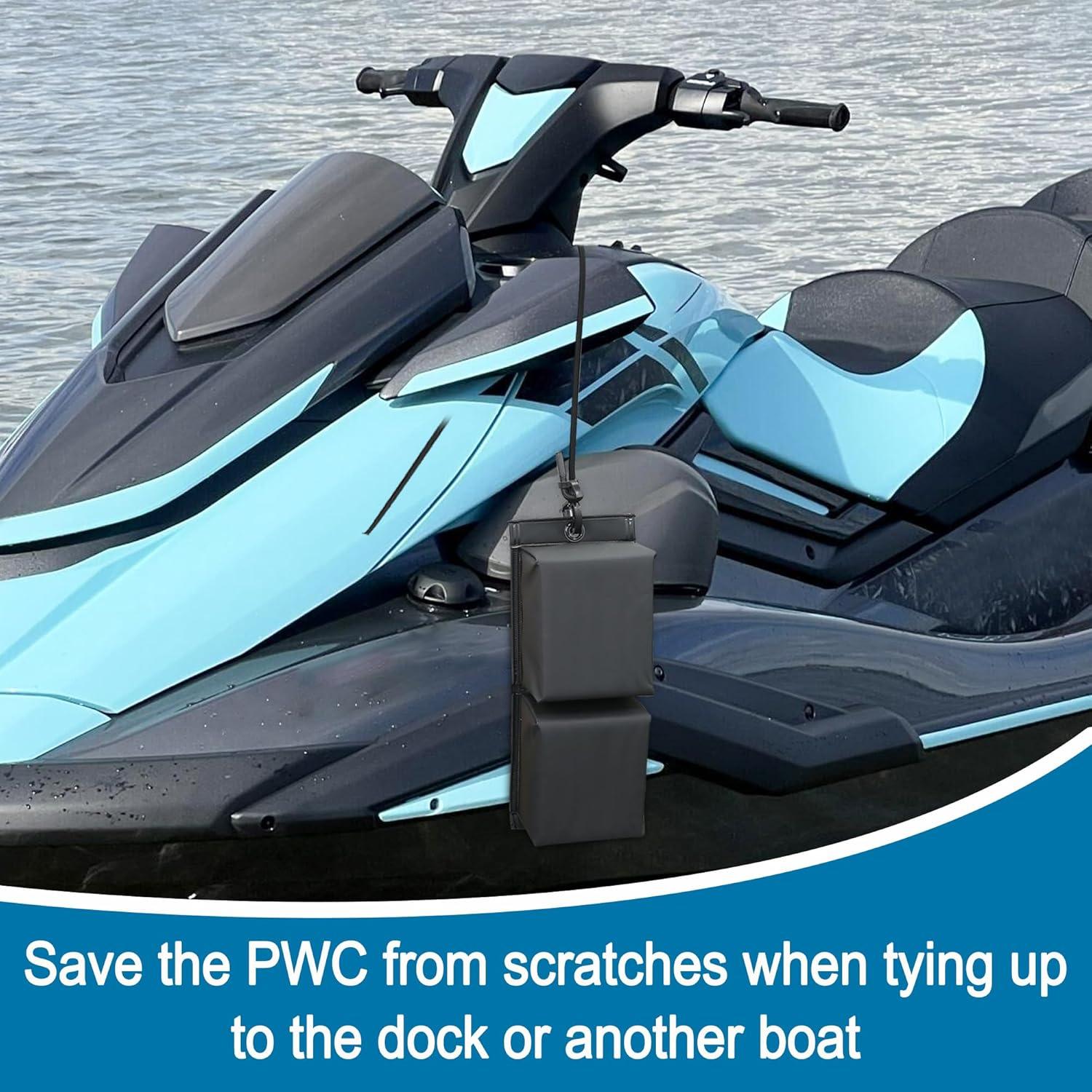 imageMDSTOP PWC Fender Bumper Boat Fenders Bumpers with 2 Elastic Cords 2 Boat Dock Rope for Jet Ski Dock Fenders Boat Bumpers 14x6x32inchBlack