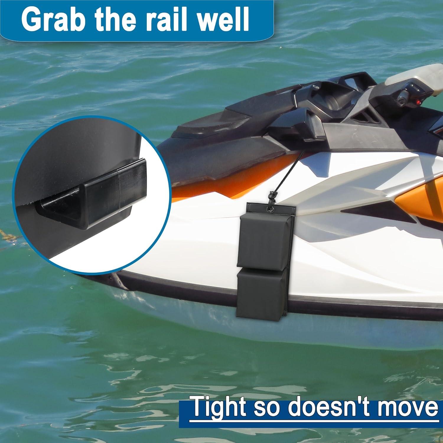 imageMDSTOP PWC Fender Bumper Boat Fenders Bumpers with 2 Elastic Cords 2 Boat Dock Rope for Jet Ski Dock Fenders Boat Bumpers 14x6x32inchBlack