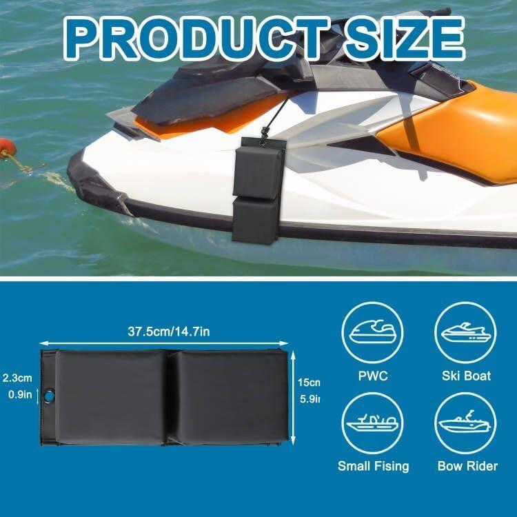 imageMDSTOP PWC Fender Bumper Boat Fenders Bumpers with 2 Elastic Cords 2 Boat Dock Rope for Jet Ski Dock Fenders Boat Bumpers 14x6x32inchBlack