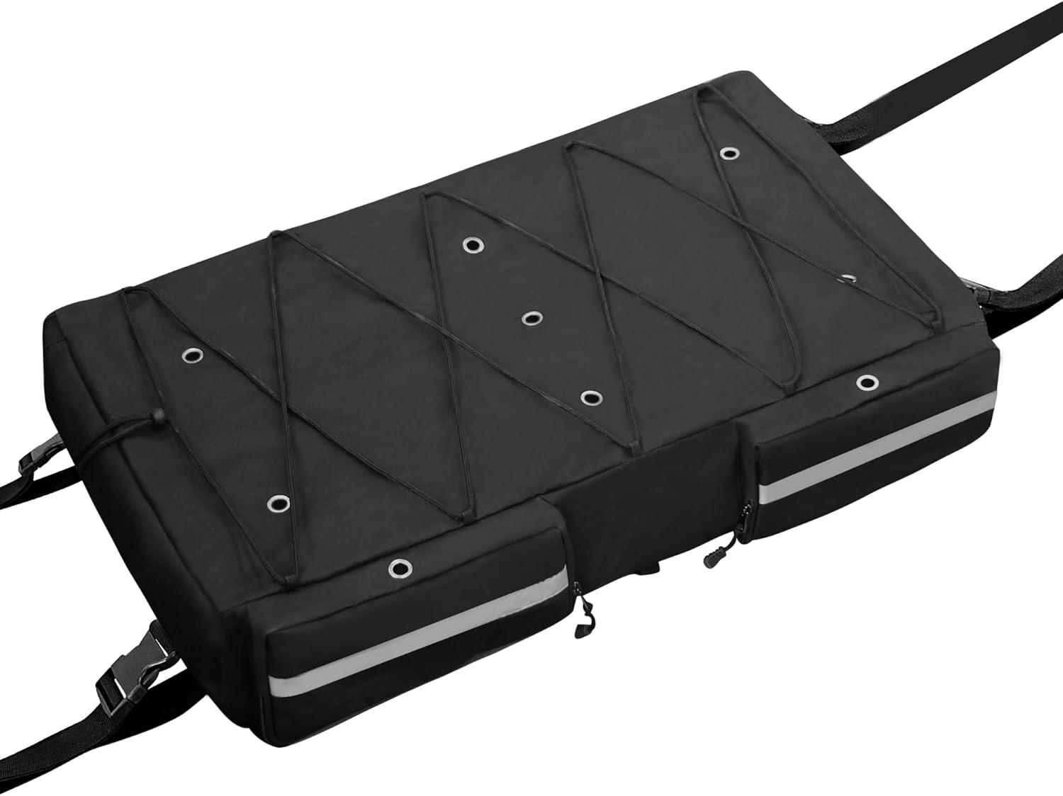 imageMDSTOP TTop Storage Bag Boat Life Jackets Bag Can Secure 4 Fishing Rods Hold 6 Type II Life Jackets For Most TTop Hard Tops BiminiTops Pontoon TopsLife Jackets not IncludedBlack1 L