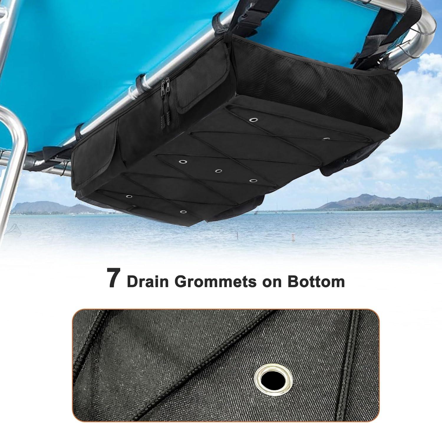 imageMDSTOP TTop Storage Bag Boat Life Jackets Bag Can Secure 4 Fishing Rods Hold 6 Type II Life Jackets For Most TTop Hard Tops BiminiTops Pontoon TopsLife Jackets not IncludedBlack1 L