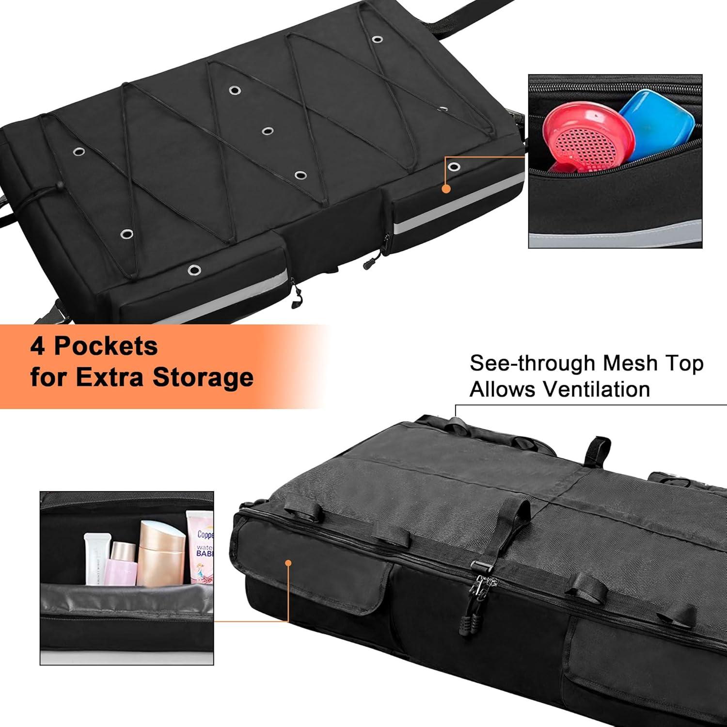 imageMDSTOP TTop Storage Bag Boat Life Jackets Bag Can Secure 4 Fishing Rods Hold 6 Type II Life Jackets For Most TTop Hard Tops BiminiTops Pontoon TopsLife Jackets not IncludedBlack1 L