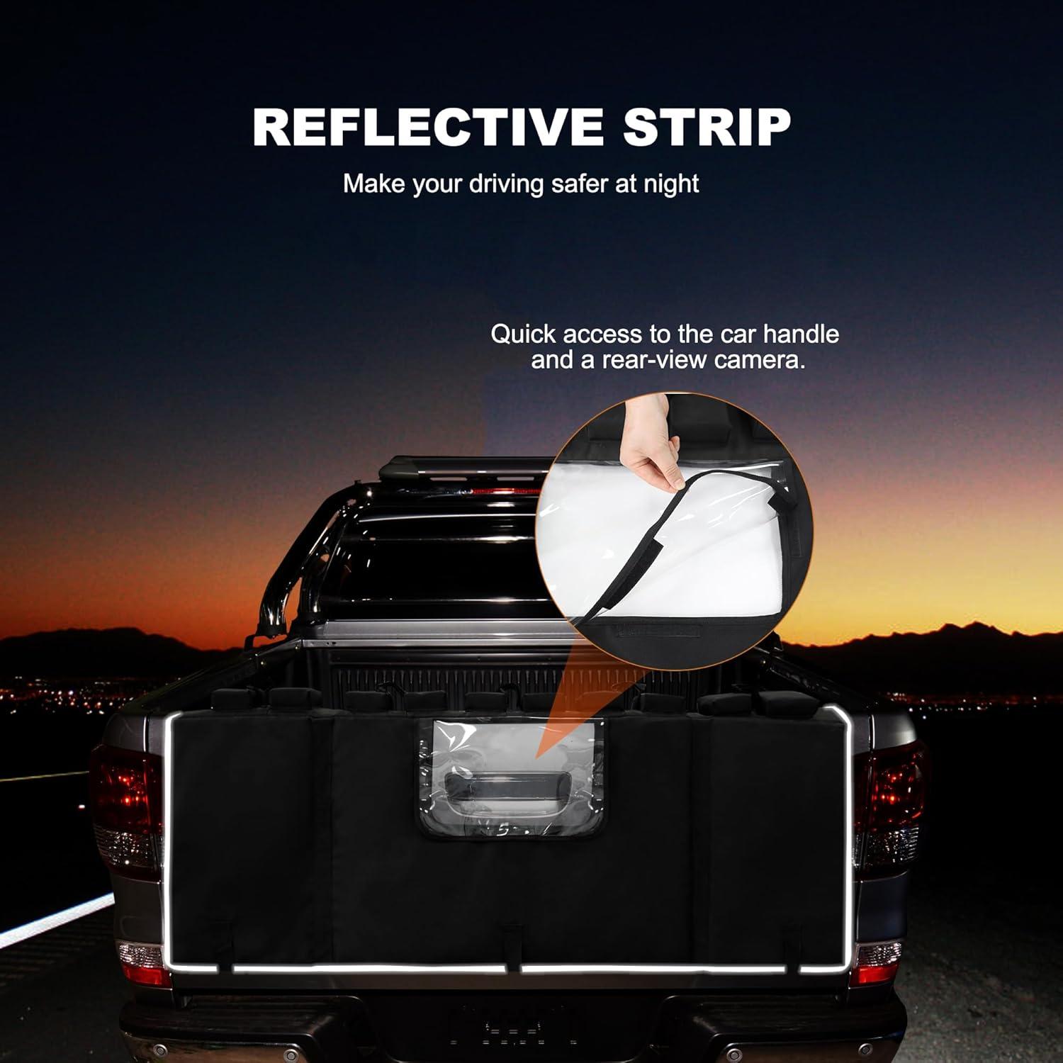 imageMDSTOP Tailgate Pad for Mountain Bike Truck Tailgate Bike Pad with Reflective StripsTool Pockets Backup Camera Opening MTB Tailgate Pad Carries Up to 5 Bikes EBikes BMXampampRoad Bikes Black LBlack