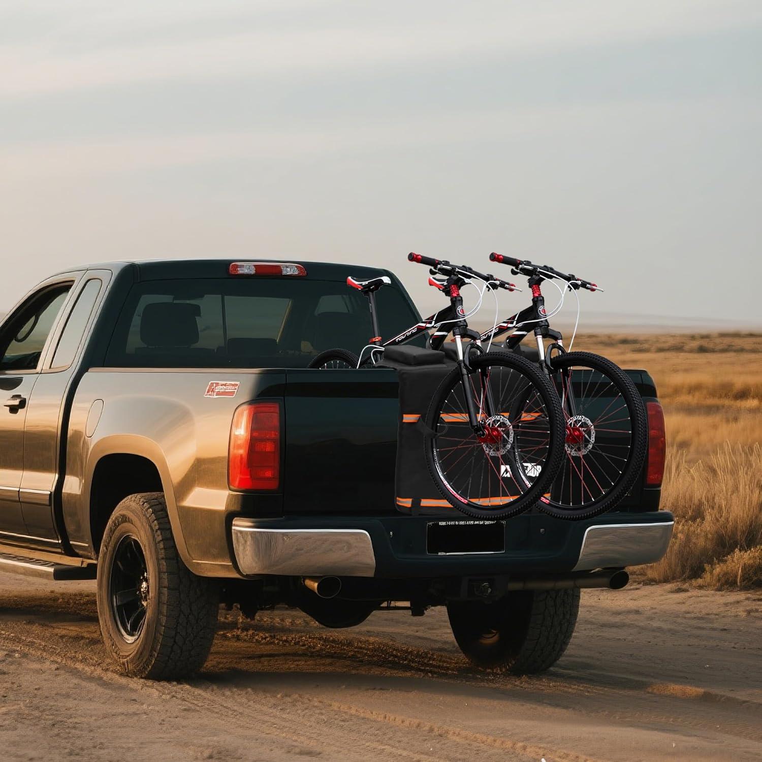 imageMDSTOP Tailgate Pad for Mountain Bike Truck Tailgate Bike Pad with Reflective StripsTool Pockets Backup Camera Opening MTB Tailgate Pad Carries Up to 5 Bikes EBikes BMXampampRoad Bikes Black LBlack