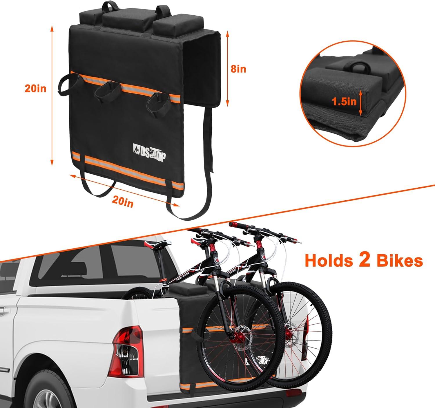 imageMDSTOP Tailgate Pad for Mountain Bike Truck Tailgate Bike Pad with Reflective StripsTool Pockets Backup Camera Opening MTB Tailgate Pad Carries Up to 5 Bikes EBikes BMXampampRoad Bikes Black LBlack