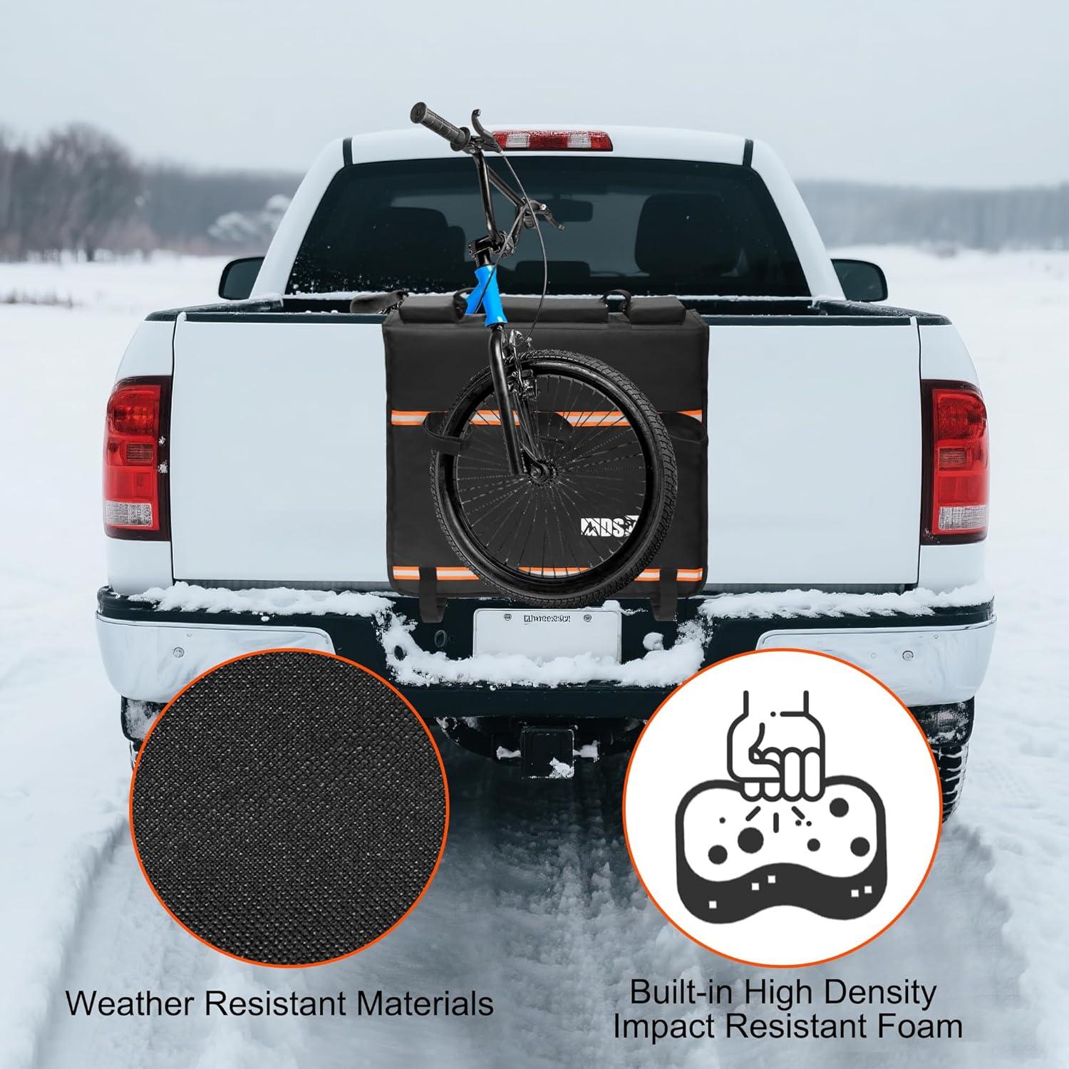 imageMDSTOP Tailgate Pad for Mountain Bike Truck Tailgate Bike Pad with Reflective StripsTool Pockets Backup Camera Opening MTB Tailgate Pad Carries Up to 5 Bikes EBikes BMXampampRoad Bikes Black LBlack