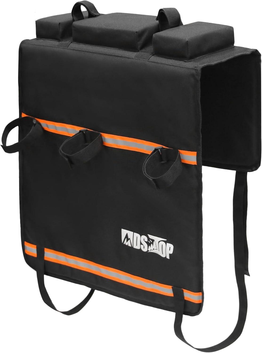 imageMDSTOP Tailgate Pad for Mountain Bike Truck Tailgate Bike Pad with Reflective StripsTool Pockets Backup Camera Opening MTB Tailgate Pad Carries Up to 5 Bikes EBikes BMXampampRoad Bikes Black LBlack