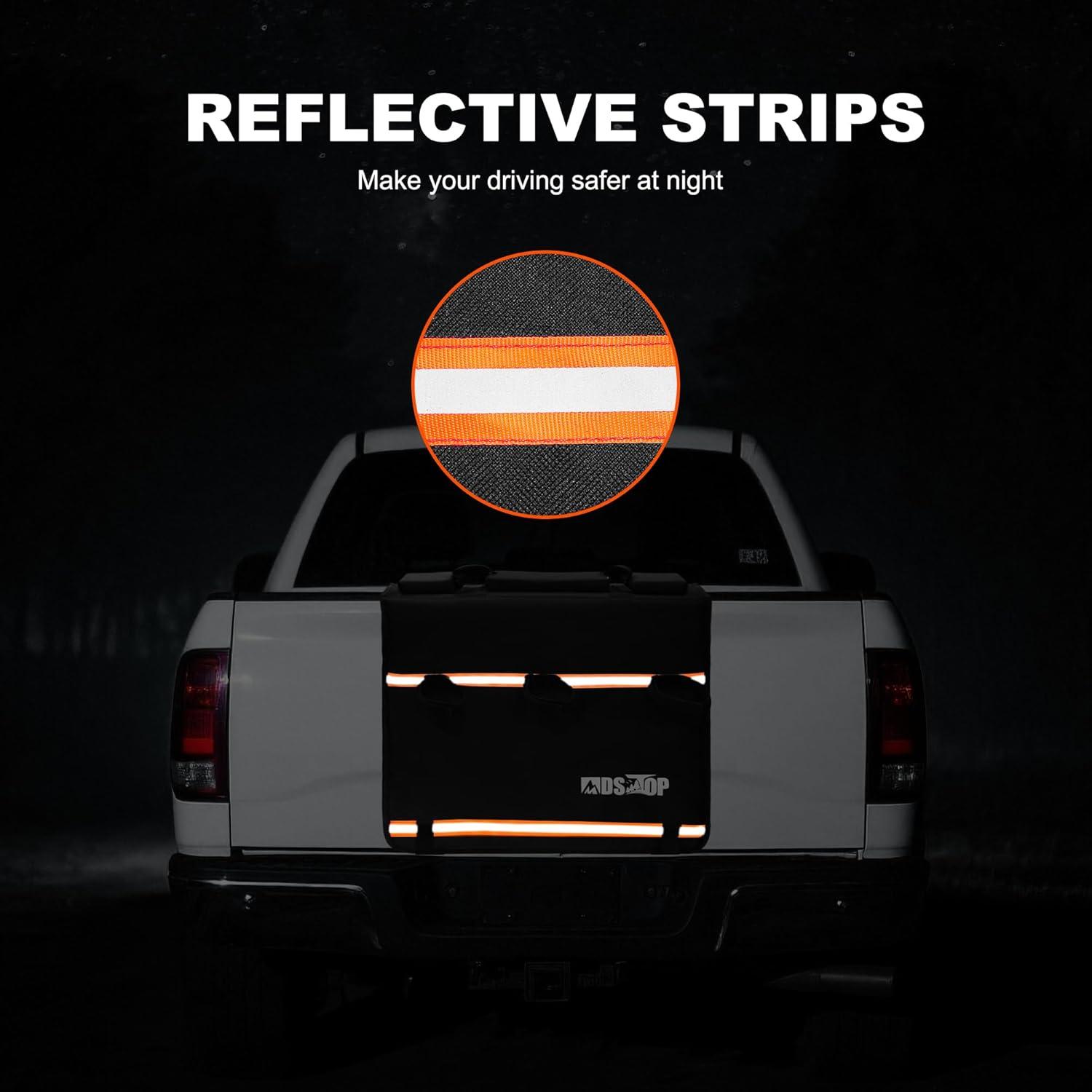 imageMDSTOP Tailgate Pad for Mountain Bike Truck Tailgate Bike Pad with Reflective StripsTool Pockets Backup Camera Opening MTB Tailgate Pad Carries Up to 5 Bikes EBikes BMXampampRoad Bikes Black LBlack