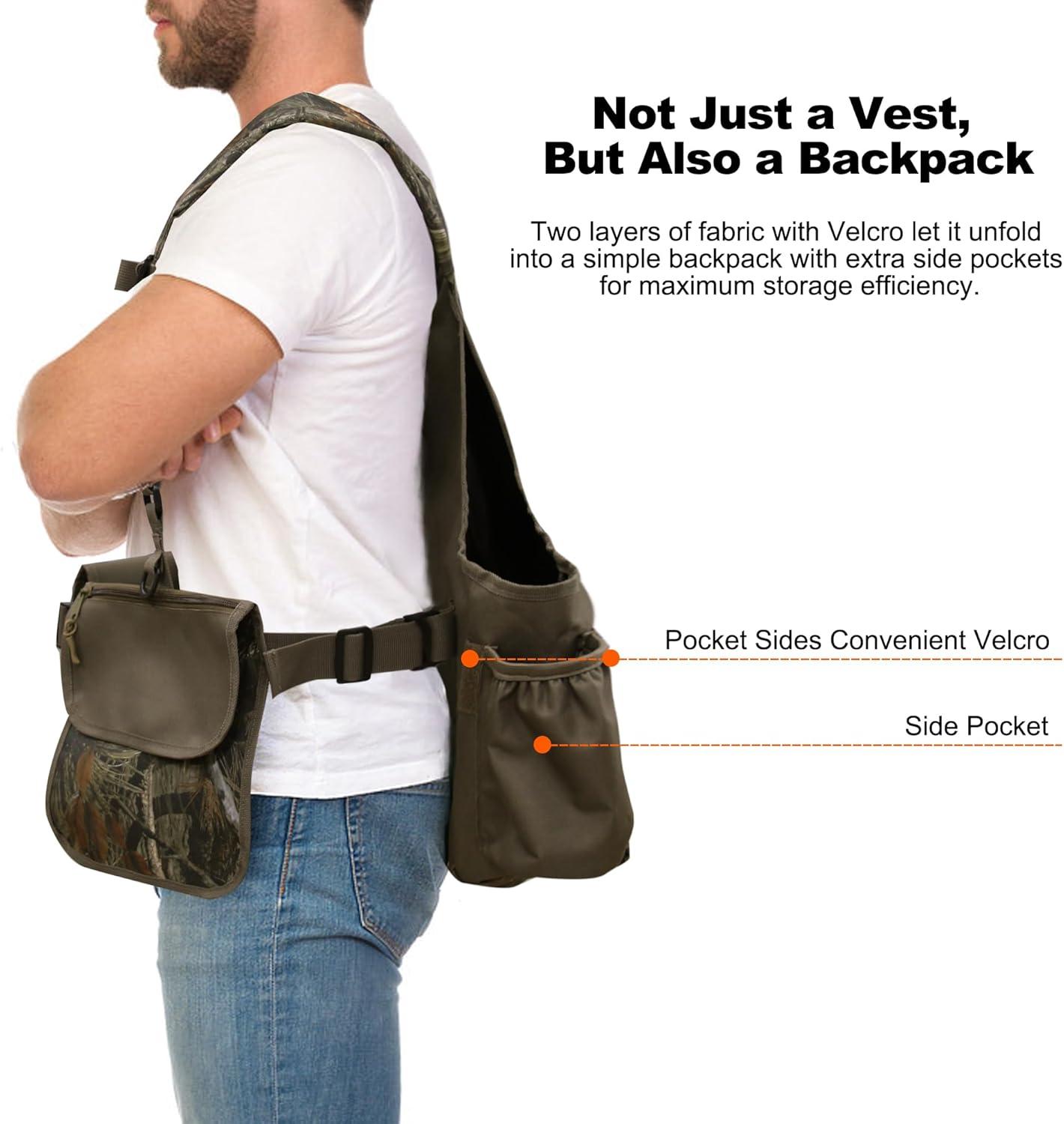 imageMDSTOP Upland Hunting Vest Adjustable Tactical Vest with Game Pouch and Pockets Upland Bird Strap Bag for Bird HuntingNew Pine Needle Camo