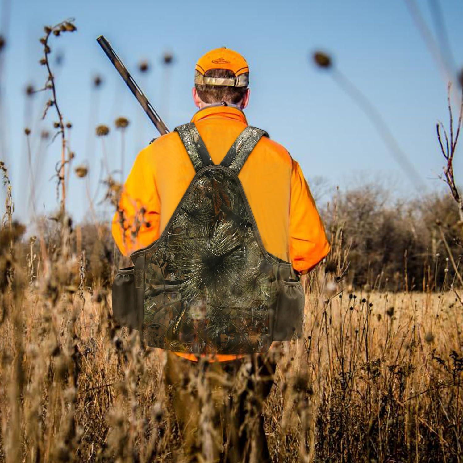 imageMDSTOP Upland Hunting Vest Adjustable Tactical Vest with Game Pouch and Pockets Upland Bird Strap Bag for Bird HuntingNew Pine Needle Camo